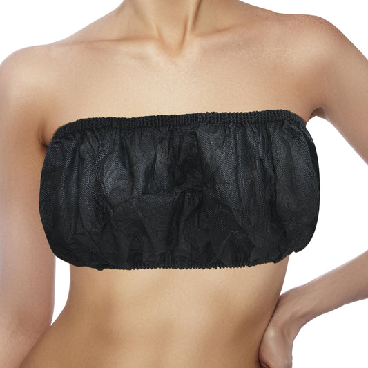 50 Pcs Beauty Salon Disposable Underwear Bra Travel Breast Wrap Beauty SPA Use Special Bodice Breathable Adjustable Elitzia ETBR001 (Black)