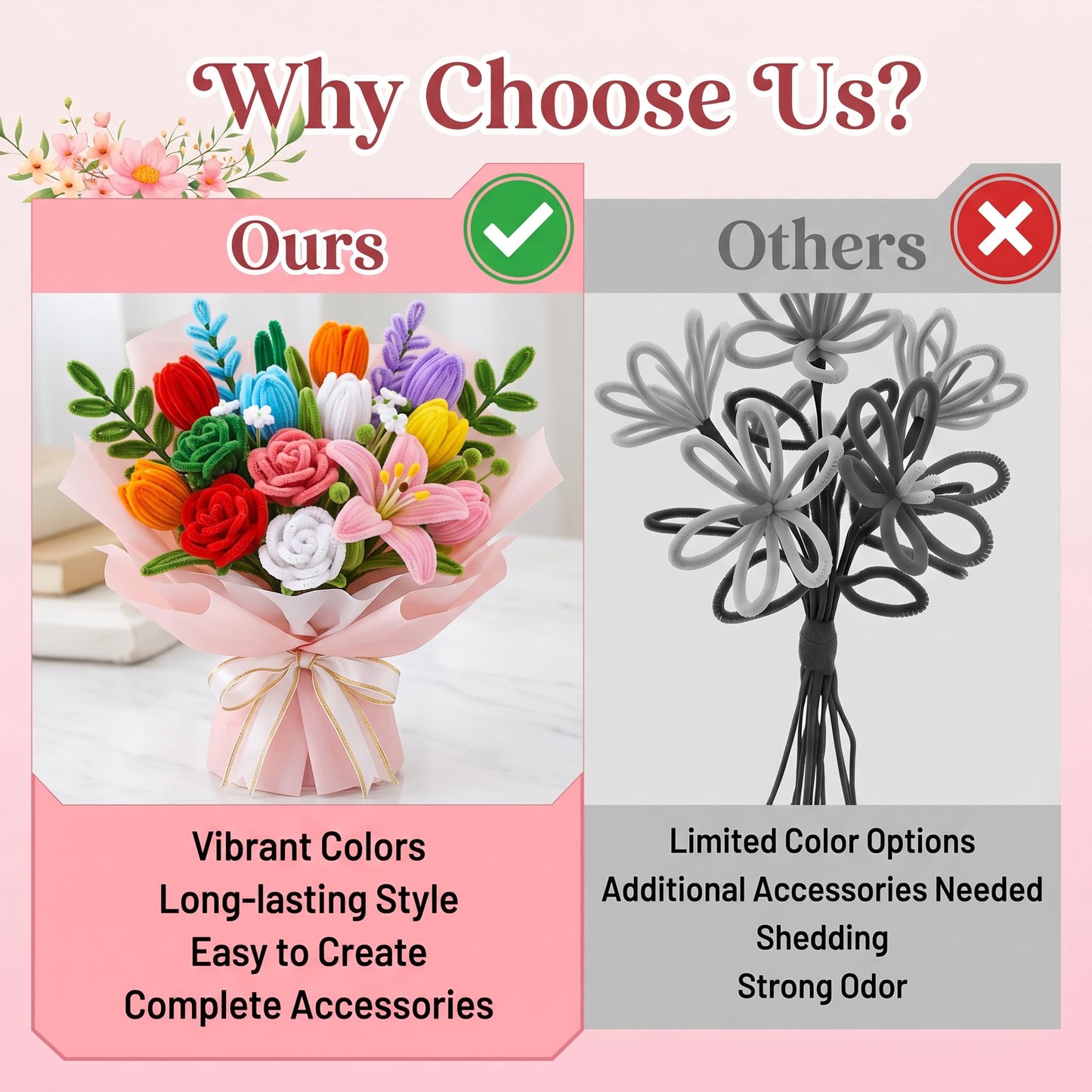 HYWEIQING 800PCS Pipe Cleaners Flower Kit