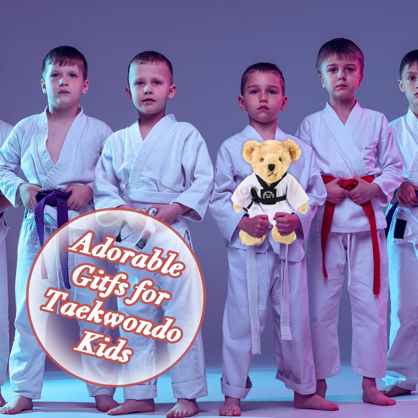 Houwsbaby Teddy Bear Stuffed Animals with Taekwondo Uniform Birthday Gift for Kids Boys Girls Valentine's Day, 20CM