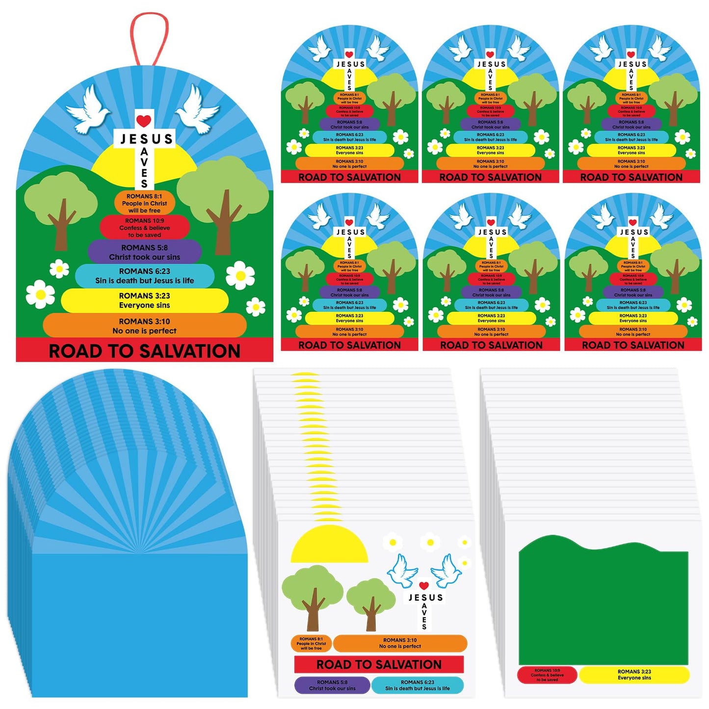Motipuns 24 Sets Romans Road to Salvation Sign Kit Sunday School Crafts for Kids DIY Religious Crafts Gift for Sunday School Christian Bible Lesson Church Religious Education and Activity