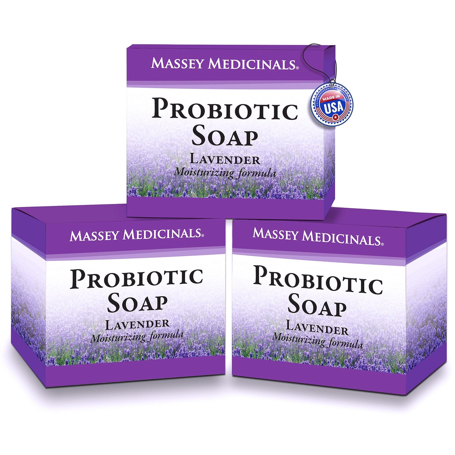 Candida Freedom Massey's Natural Probiotic Soap Bar - Lavender Scented - For Men and Women of All Ages - Refreshing Body Essential with 100% Natural Ingredients - 4oz Bar (Pack of 3)