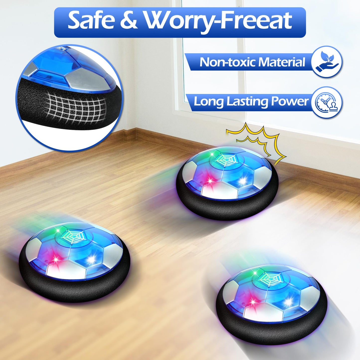Hover Soccer Ball Toy Set, Hover Hockey Set for Kids, Air Floating Soccer Toys Hockey Ball with Led Light, Indoor Outdoor Sports Toys & Games, Christmas Birthday Gifts for 3 4 5 6 7 8+ Years Boy Girl