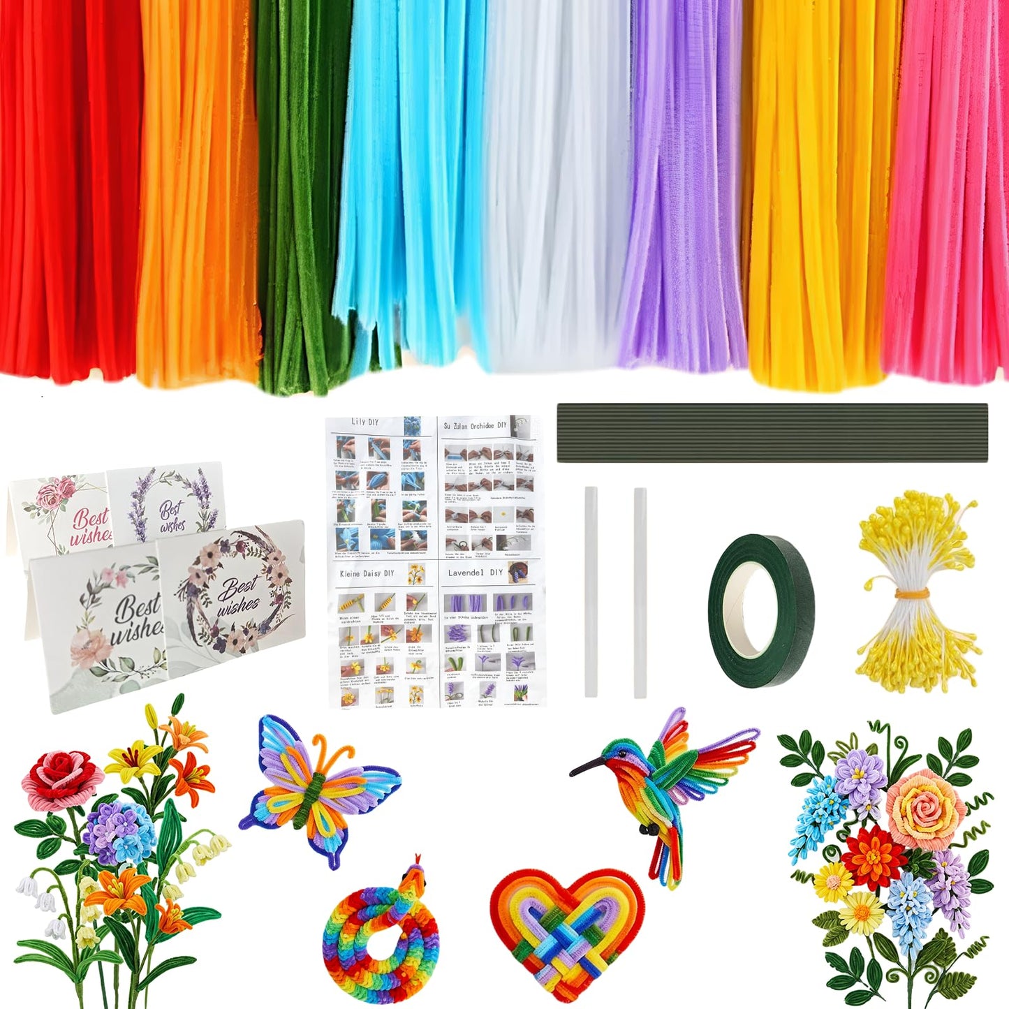 HYWEIQING 800PCS Pipe Cleaners Flower Kit