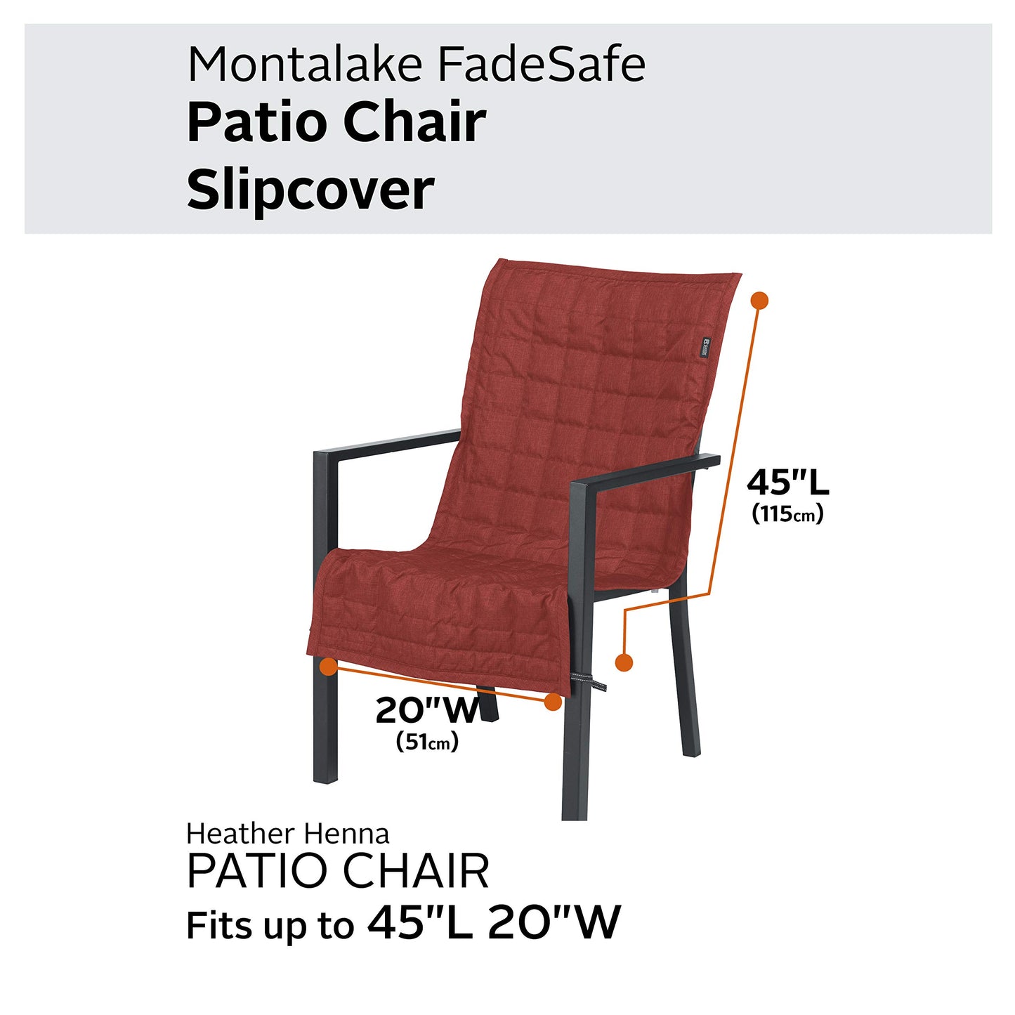 Classic Accessories Montlake Water-Resistant 45 Inch Patio Chair Slipcover, Heather Henna, Patio Furniture Covers