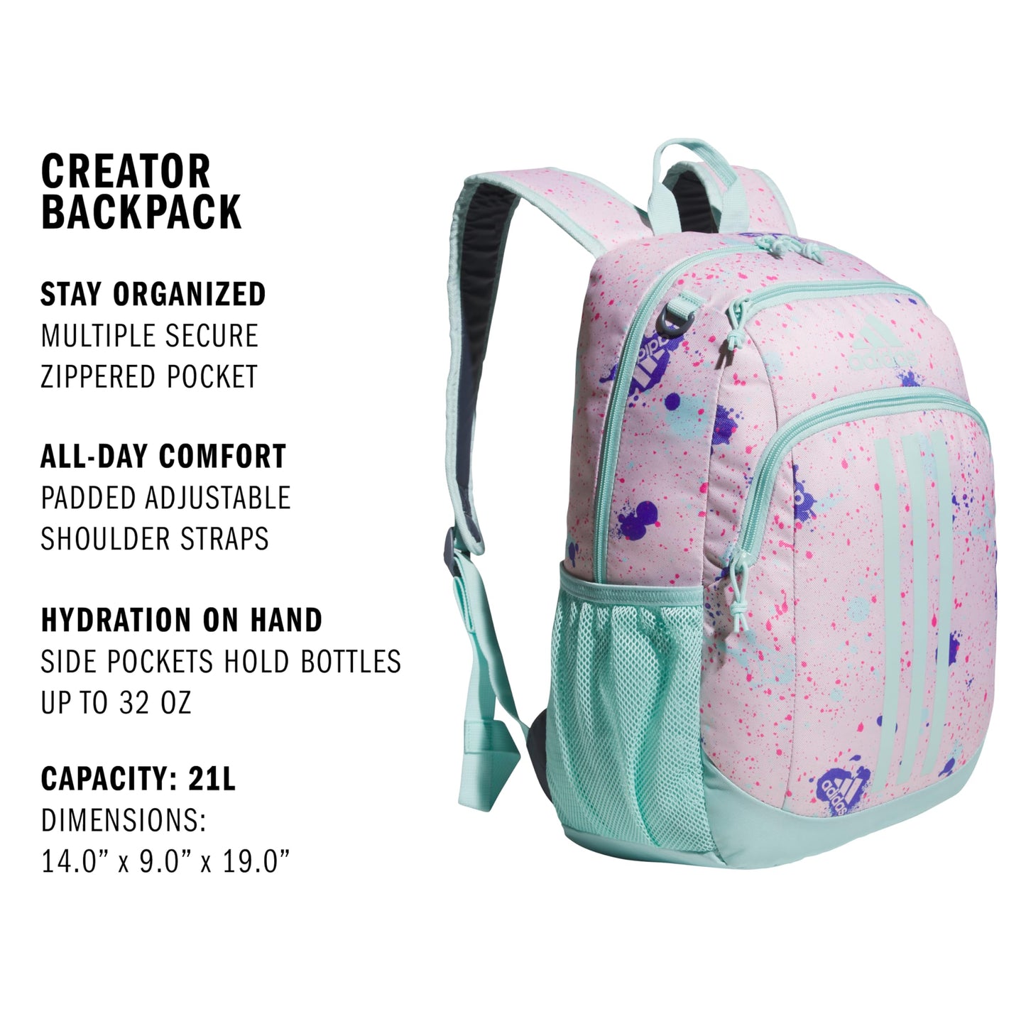 adidas Creator School Backpack for Girls & Boys — Durable Bookbag