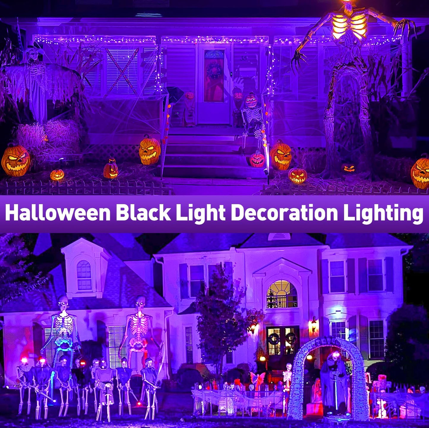 CREPOW Rechargeable LED Black Light, Battery Powered Portable Blacklight, 400nm LED Flood Light Black Lights, Neon Glow Party, Blacklight Catfishing, Halloween, Glow in The Dark Decoration 4 Pack