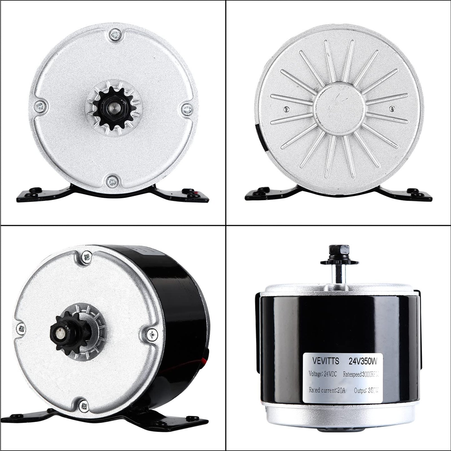 Vevitts Small Brushed Permanent Magnet Electric Motor for E Scooter Drive Speed Control 24V 350W 3000RPM