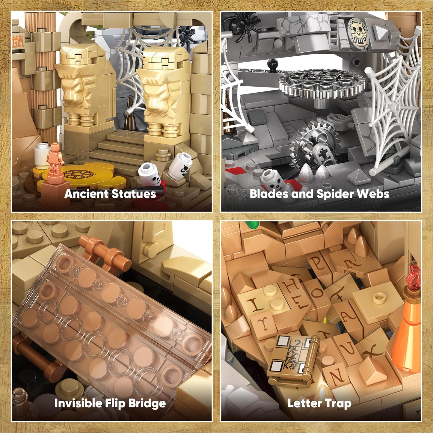 Temple Building Set Ideal for Adult, 5-in-1 Construction Toy Includes Gate, Three Levels and Holy Grail Scene Building Block, Birthday Gift for Kids 8-12 Years Old, 2388Pcs