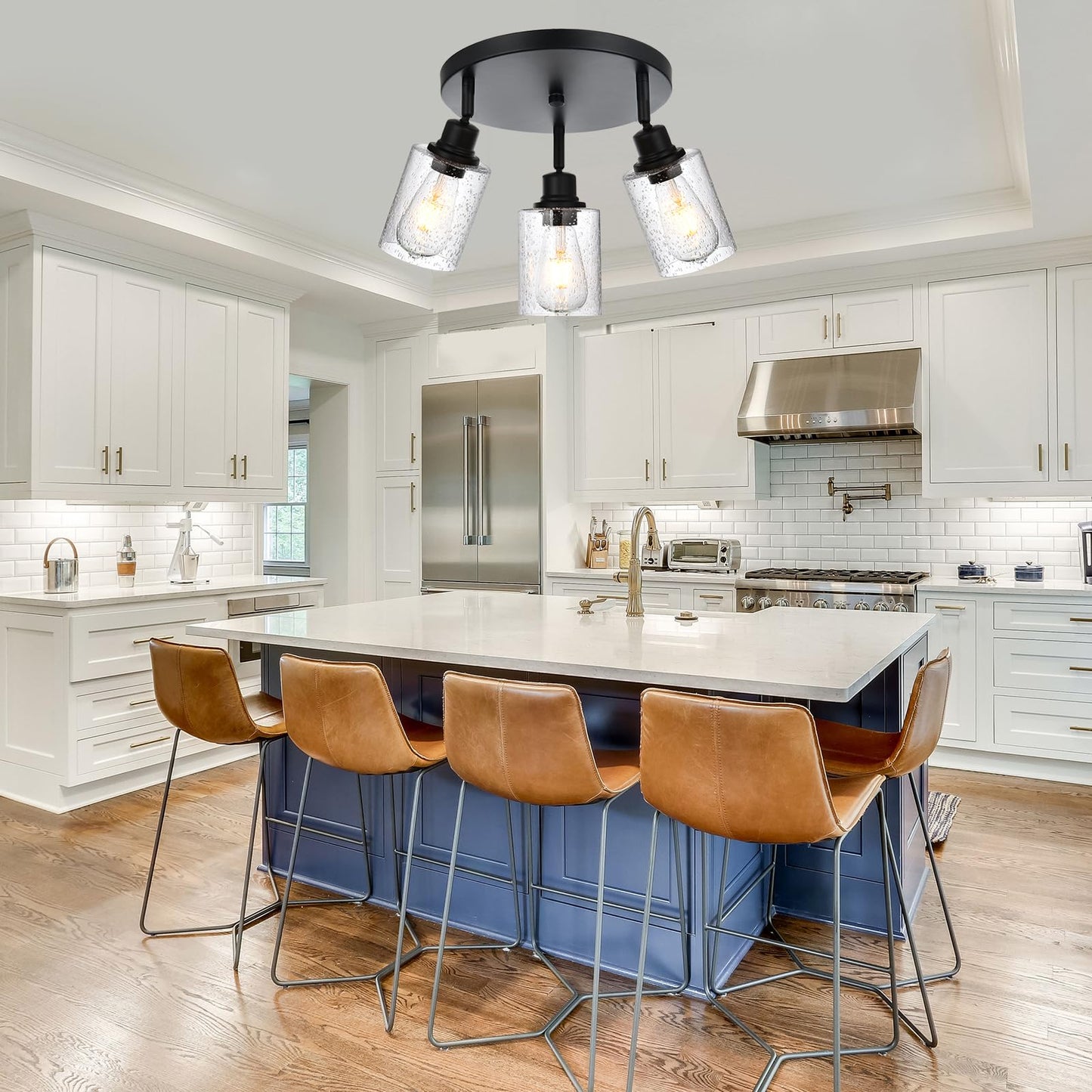 PENDRION 3 Light Modern Track Lighting with Flexibly Rotatable Light Head, Black Track Lighting Fixtures Ceiling Industrial Kitchen Round Ceiling Spotlight for Home Dorm Dining Room Hallway Closet