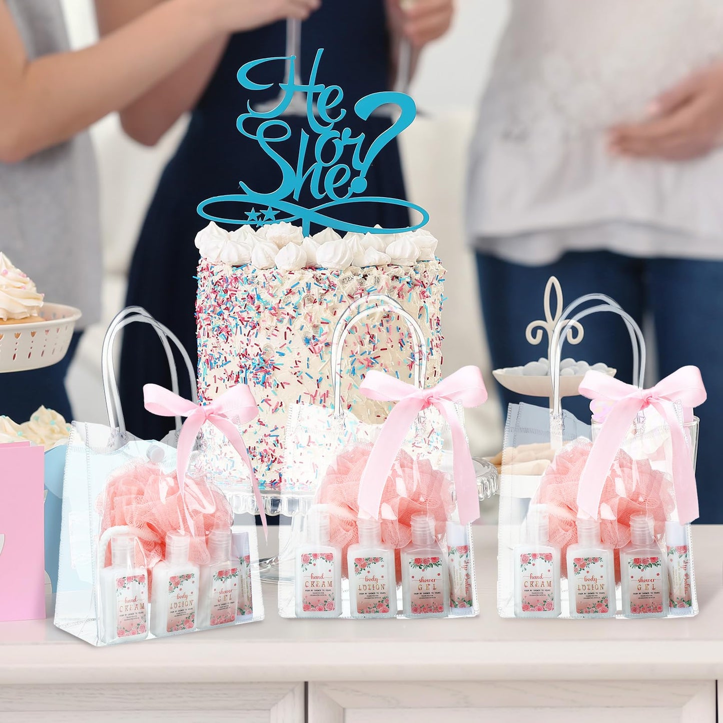 6 Sets Baby Shower Game Prizes for Winners Baby Shower Favors Gifts Include Lip Balms Hand Creams Body Lotions Bath Loofah Sponges Gift Bags