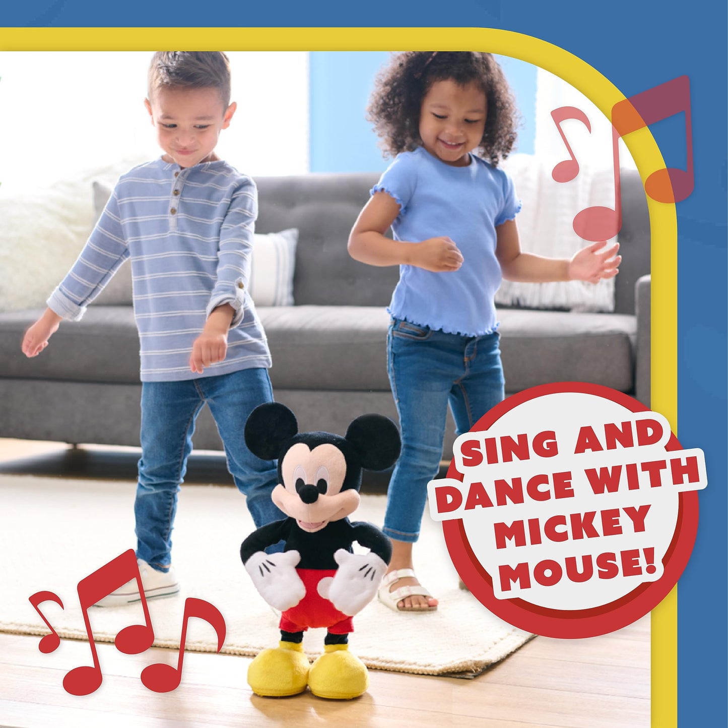 Disney Junior Mickey Mouse Hot Diggity Dance Mickey Feature Plush Stuffed Animal, Motion, Sounds, and Games, Officially Licensed Kids Toys for Ages 3 Up, Gifts and Presents