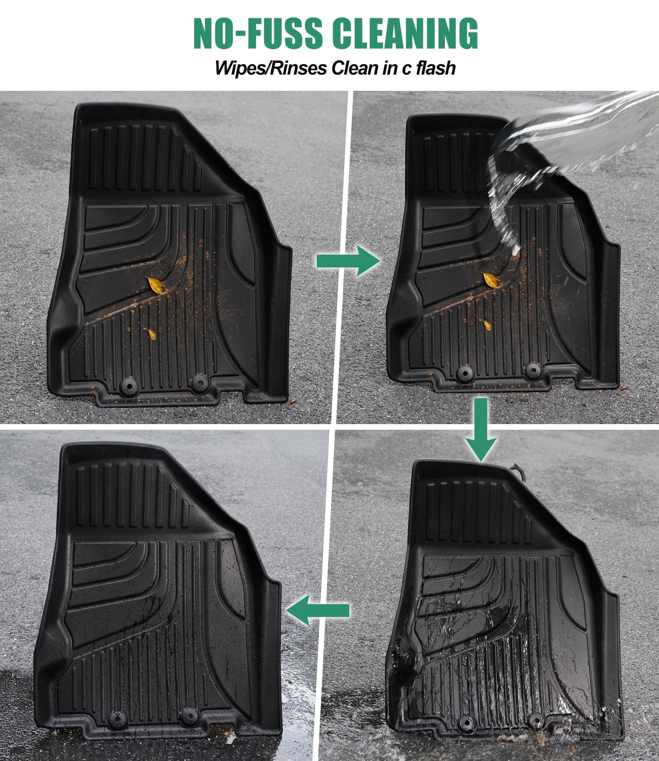 AOMSAZTO Floor Mats Fit for 2015-2023 Dodge Challenger RWD - All Weather Custom TPE Floor Liners Full Set Include 1st and 2nd Row Front & Rear