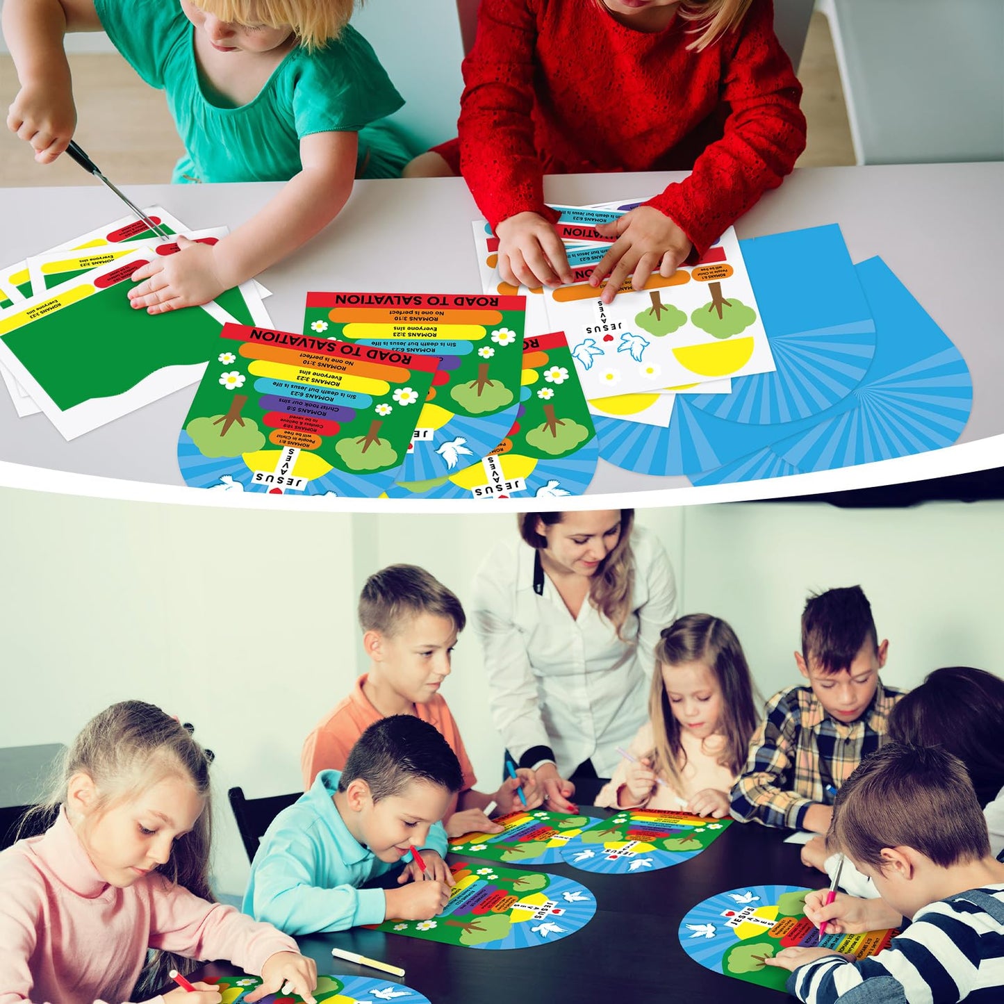 Motipuns 24 Sets Romans Road to Salvation Sign Kit Sunday School Crafts for Kids DIY Religious Crafts Gift for Sunday School Christian Bible Lesson Church Religious Education and Activity