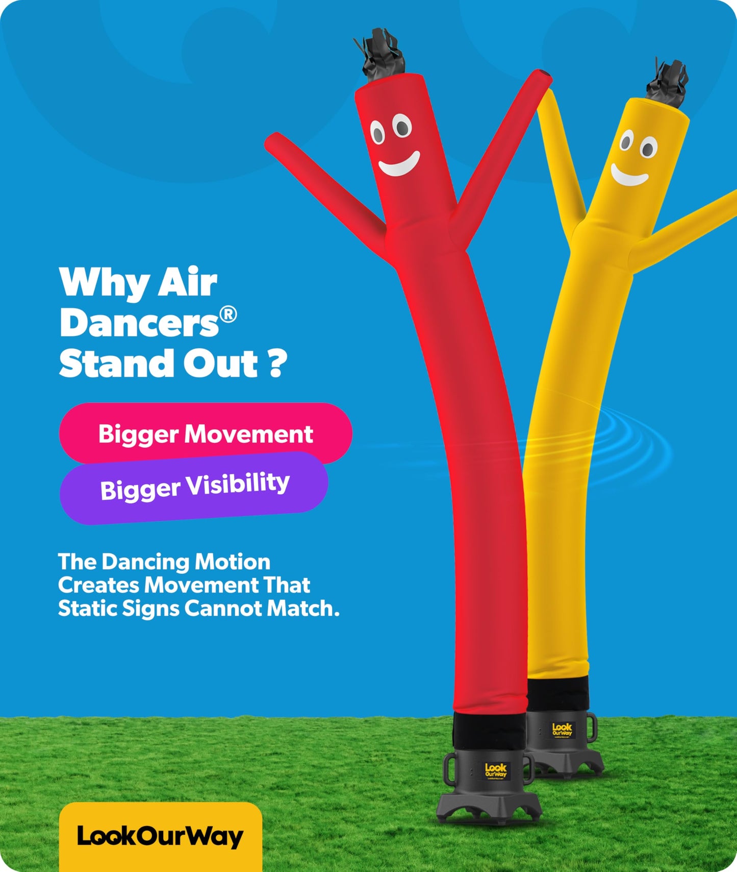 LookOurWay Air Dancers Inflatable Tube Man Attachment - 10 Feet Tall Wacky Waving Inflatable Dancing Tube Guy for Business Promotion - Blower Not Included - Red