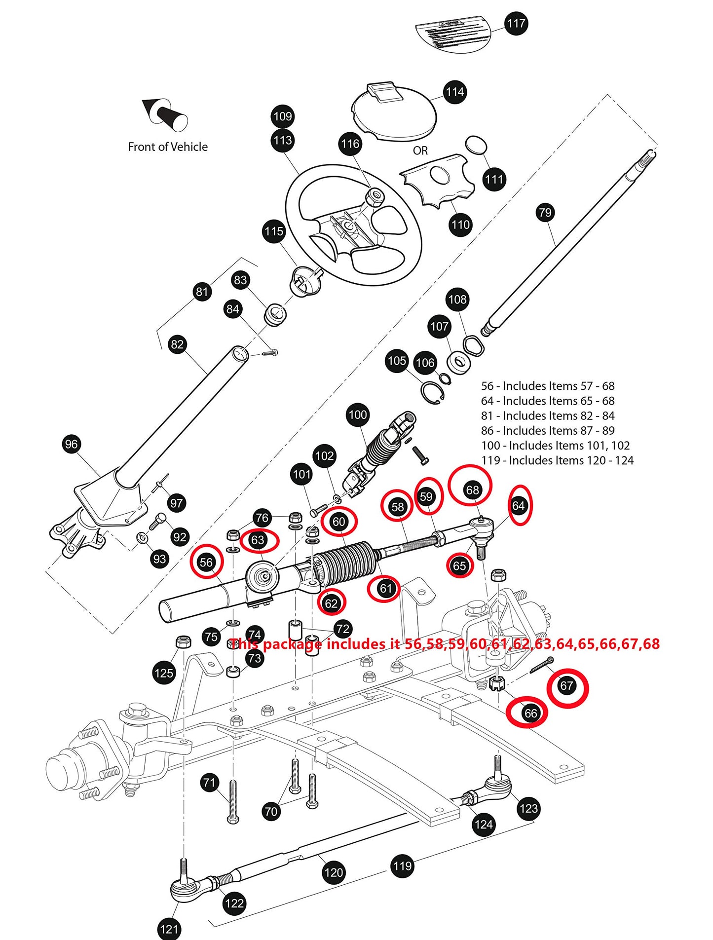 EZGO TXT MPT Steering Gear Box Assembly for 2001 & Up Golf Carts OEM 70964-G01
