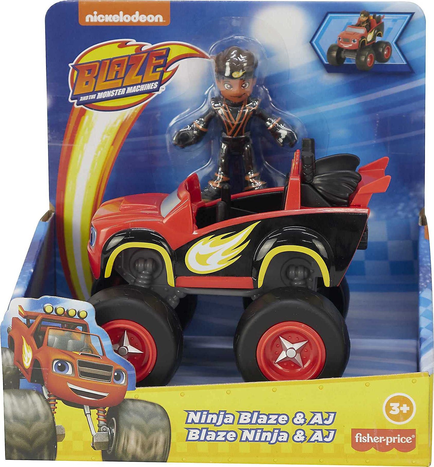 Fisher-Price Blaze & The Monster Machines Toy Truck & Figure Set, Ninja Blaze & AJ, Preschool Racing Play Ages 3+ Years