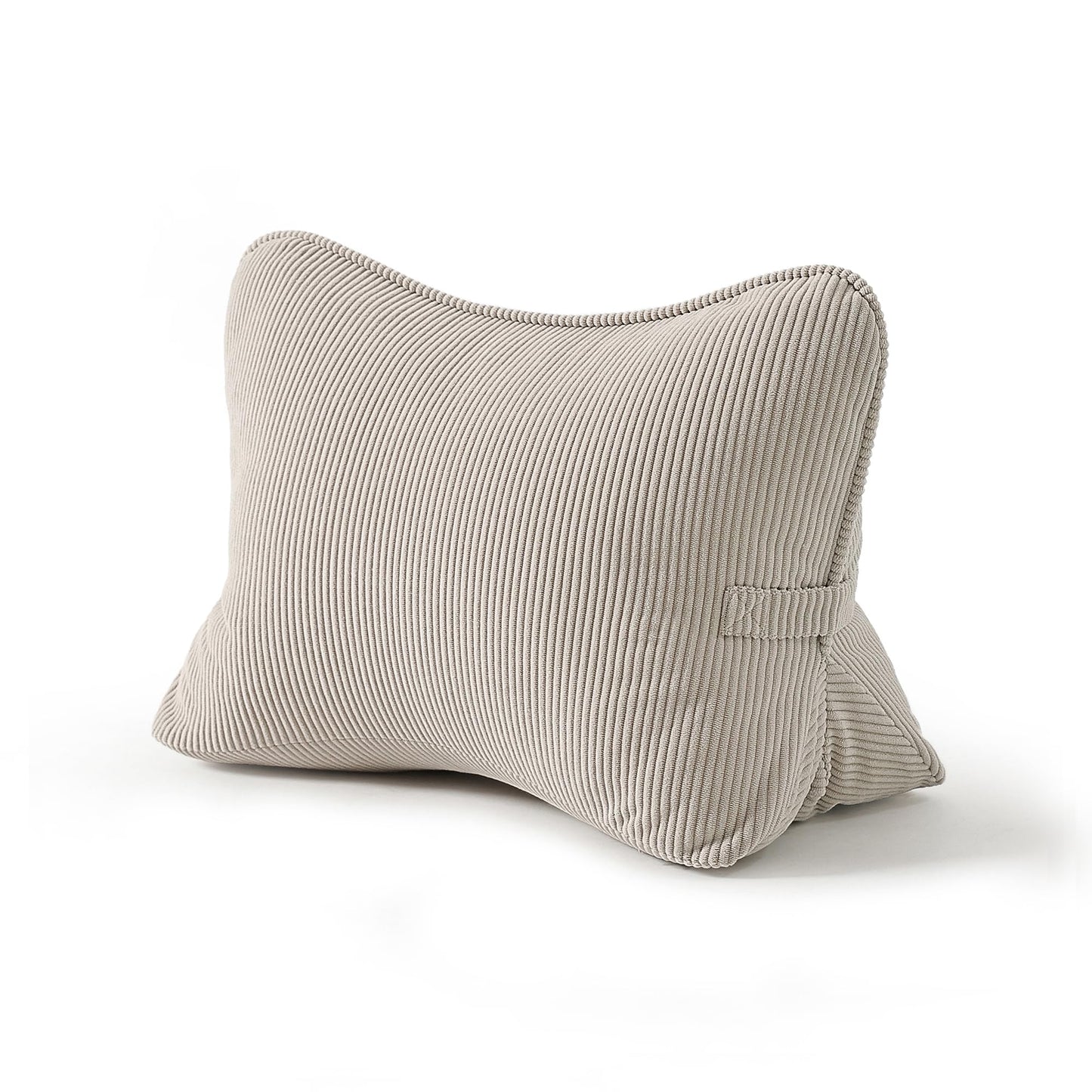 Ailuteie Pat. Pend. Corduroy Lumbar Support Back Pillow for Watching TV, Reading & Gaming, Ergonomic Triangle Support Cushion for Sofa, Armchair & Bed Sitting, Removable Washable Cover, Beige Gray