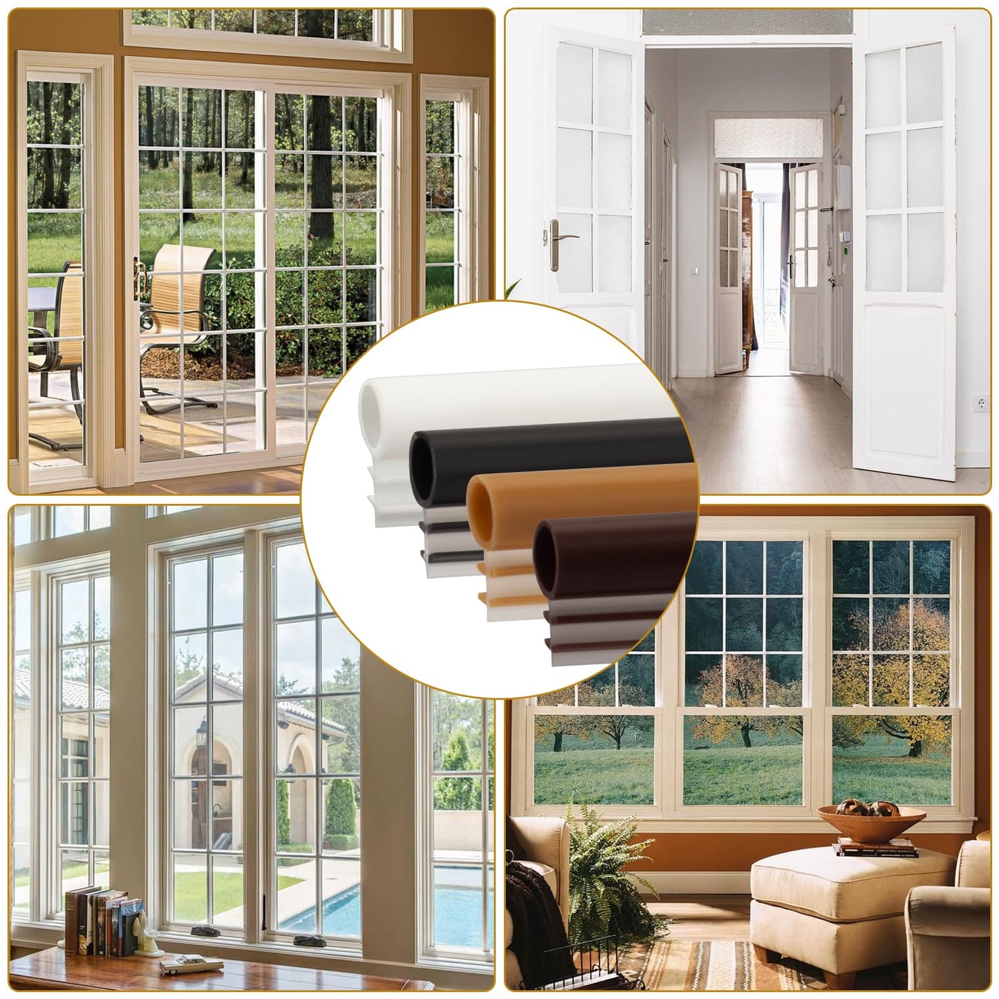 Window Weatherstrip Seal 1/4" Bulb Bubble Kerf Mount Bulb Gasket Window Weather Stripping Kerf - 4 Colors and 5 Length Options (100', Black)