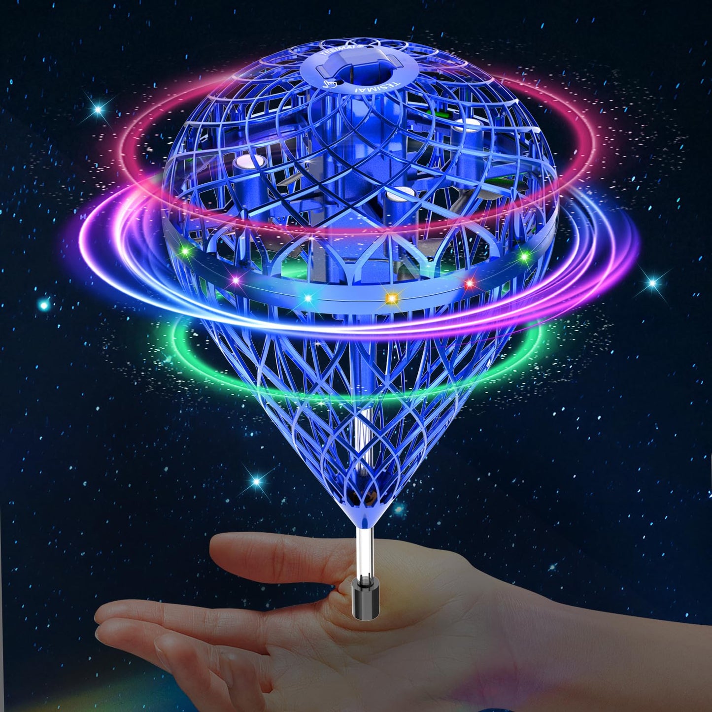 Flying Orb Ball Toy, Dhapy Upgraded 360°Rotating Magic Hover Fly Fidget Spinner, Floating Ball Cool Flying Toys for 6 7 8 9 10 11 12+ Year Old Boys Girls Teens Outdoor Toys (Blue-L)