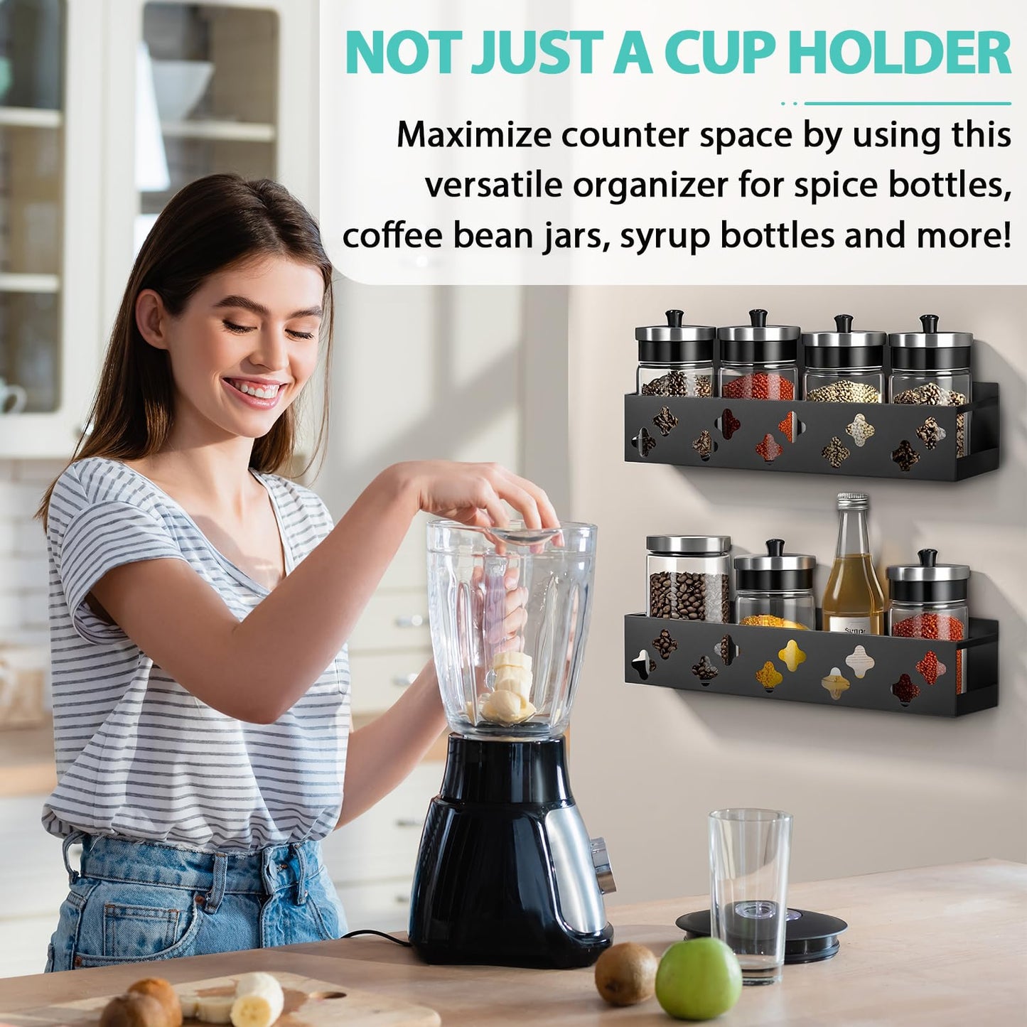 Magnetic Water Bottle Organizer for Fridge, Magnetic Cup Holder for Stanley 30 40 Oz with Tumbler Lid & Straw Organizer, 8 Tumblers Kitchen Storage Rack for Stanley Cup Accessories, Space-Saving