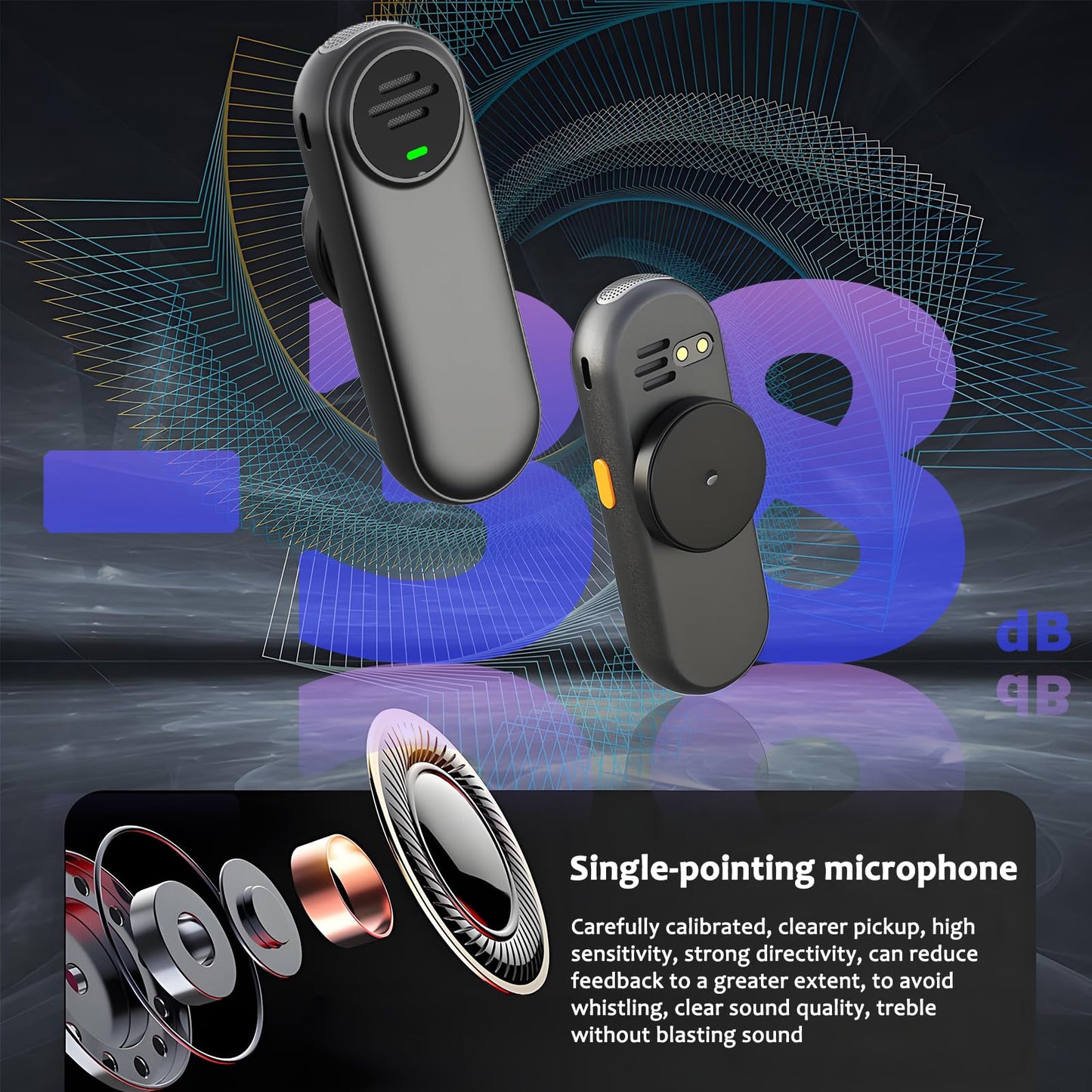 Voice Amplifier Wireless Microphone with Magnetic Lavalier, Bluetooth Voice Amplifier for Teachers with 2 Mic, Rechargeable Portable Microphone Speaker for Classroom, Yoga, Meetings, Speeches