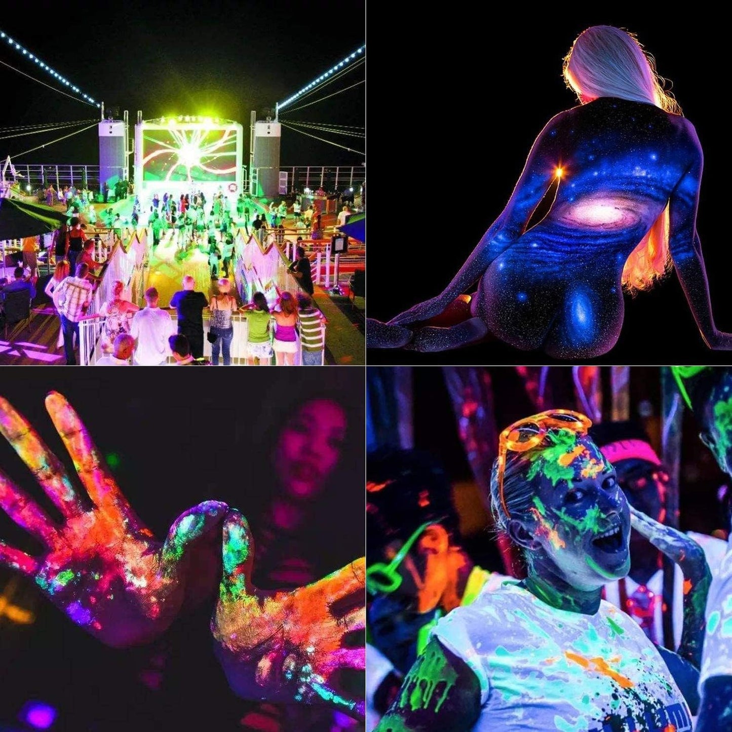 HWaySoul 2 Pack 300W Black Lights, LED Blacklight Flood Light with Plug, IP66 Waterproof Black Flood Light Neon Glow for Party, Halloween, Fluorescent Poster, Body Paint