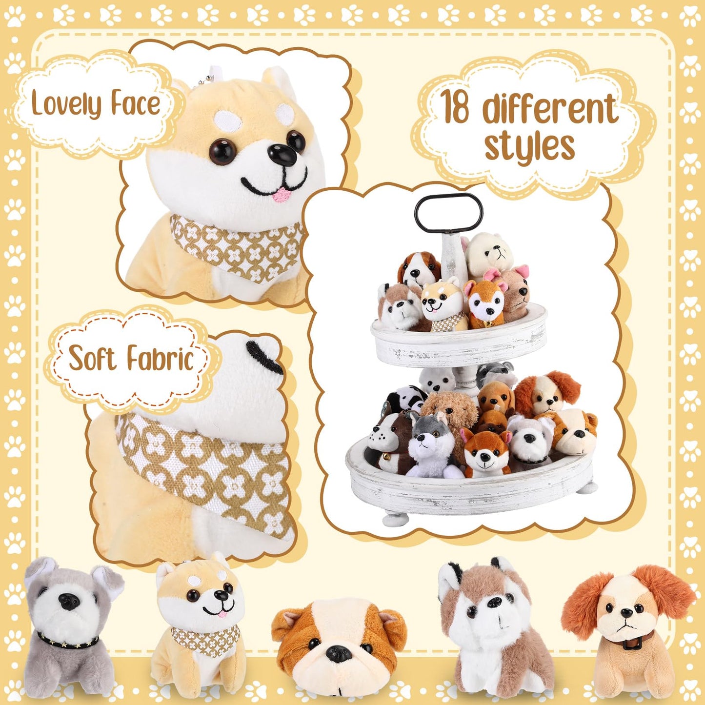 Aoriher 18 Pcs Mini Plush Dogs Bulk Puppy Stuffed Animals Small Stuffed Cute Assorted Soft Plush Toys Doll for Puppy Birthday Party Favors(Novelty Dog)