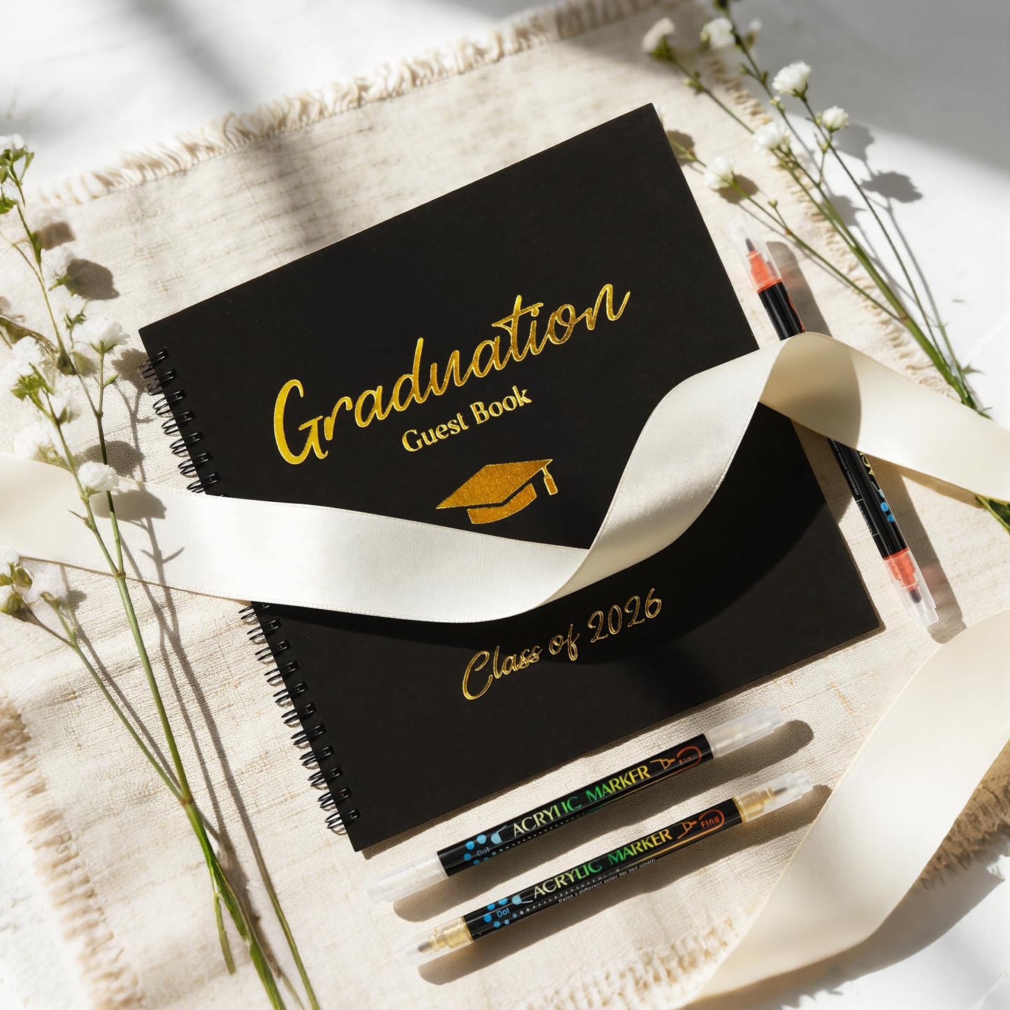 2026 Graduation Decorations - 30 Pages Graduation Guest Book with Photo Sign and 3 Markers - Class of 2026 Graduation Gifts Graduation Decor Party Favors Supplies for Kindergarten High School College