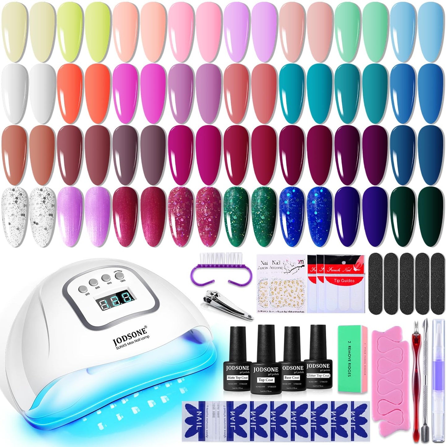 JODSONE Gel Nail Polish Kit with U V Light 32 Colors Gel Polish Set Soak Off Gel Nail Kit Nail Art Salon or Home DIY Manicure Tools Gifts for Women