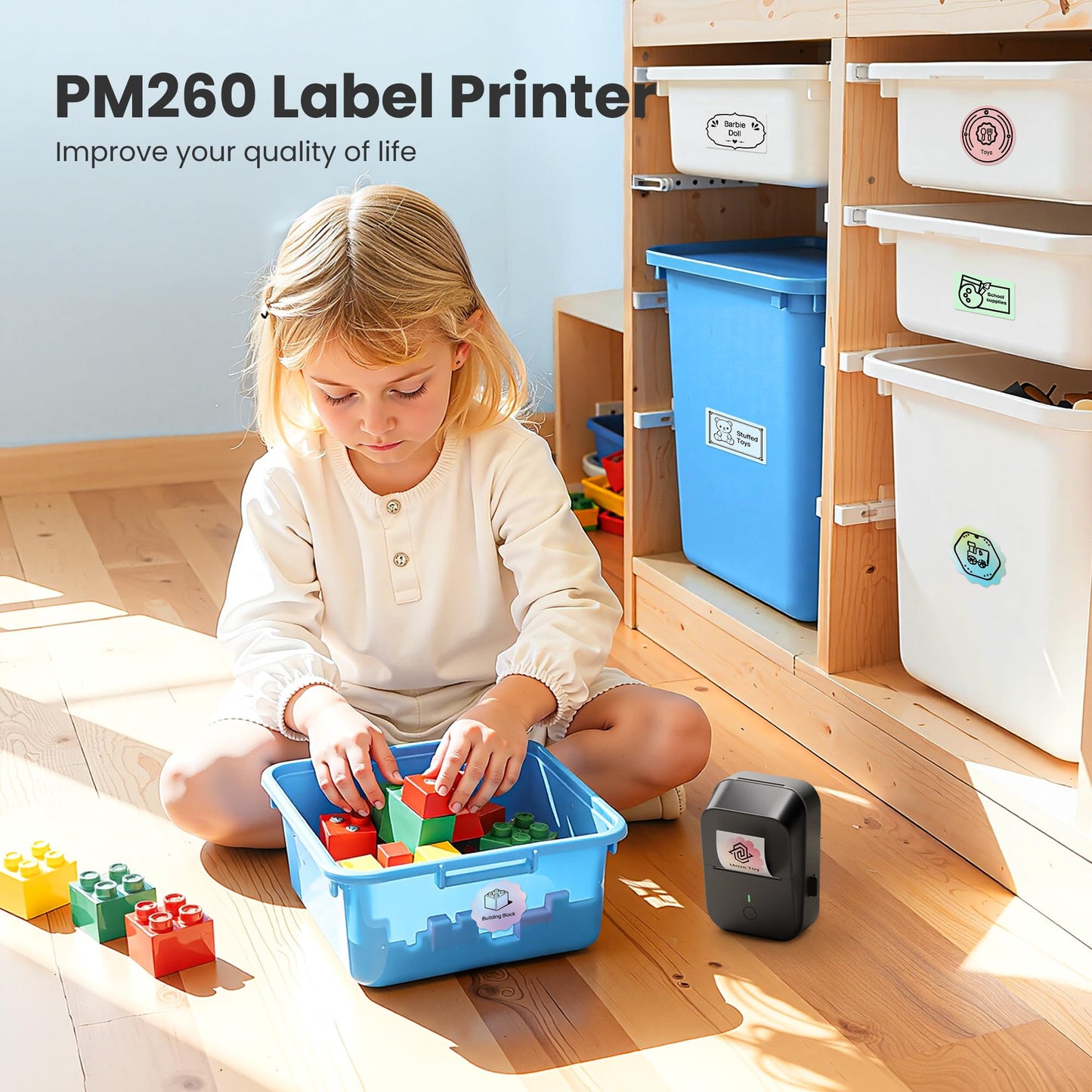 ETIKEZ PM260 Label Maker Machine with Tape, 2 Inch Label Tape Maker Bluetooth Label Printer, Inkless Portable Label Maker with Smart AI APP for Home,Kitchen,School,Office,Organization,Black,1 Pack