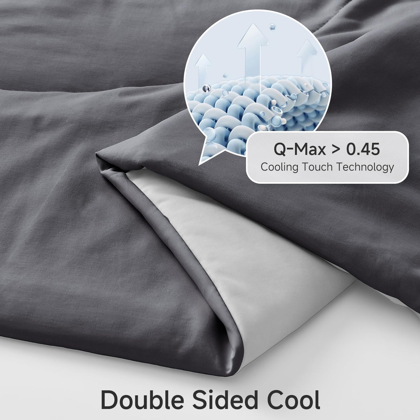 HOMFINE Cooling Comforter Twin Size, Grey Summer Cooling Blanket for Hot Sleepers and Night Sweats, Japanese Double-Sided Cold Tech Fabric Q-Max 0.45, Soft Breathable Silky Smooth Lightweight
