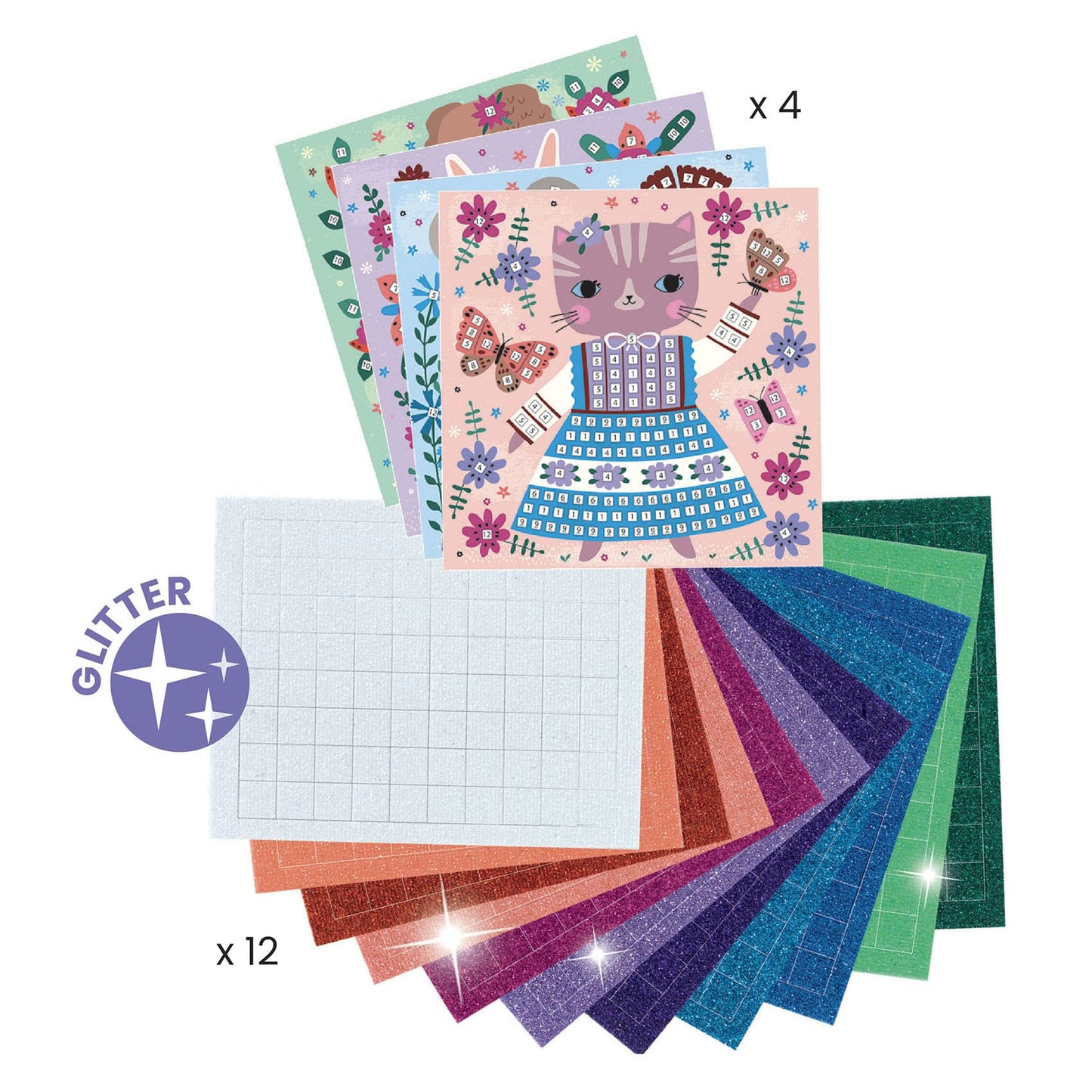 DJECO Lovely Pets Sticker Mosaic Craft Kit - Create Your Own Sparkling Pets for School or Gifts - Fun & Creative for Family & Friends, Boys & Girls, Educational Mosaic Art Craft Kit for Kids 5+