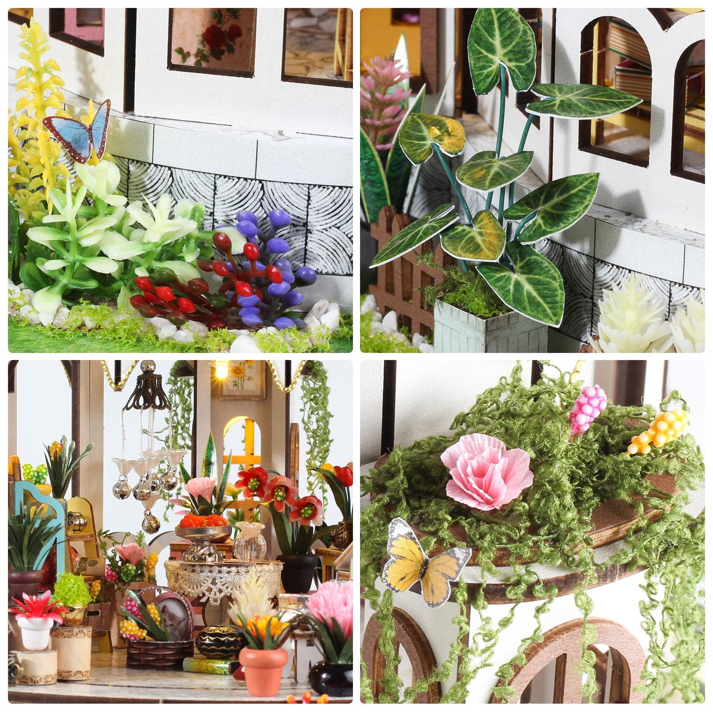 Foyucool DIY Miniature Dollhouse Kit, Castle Flower House, Adult DIY Enthusiasts, Unisex Adult