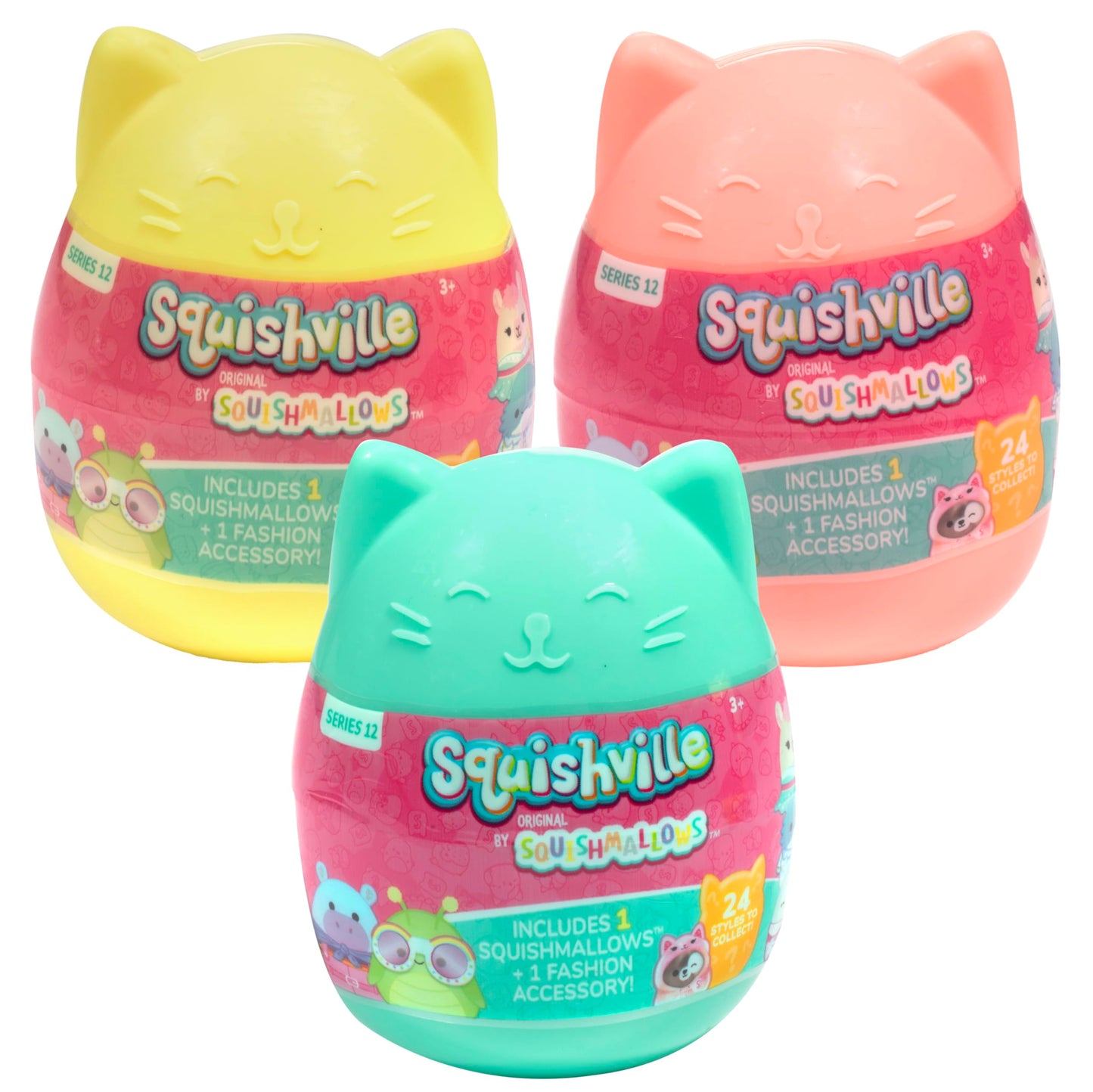 Squishmallows Squishville Series 12 Mini Mystery Plush (3 Pack) Official Jazwares Plush - Collectible Soft & Squishy Blind Capsules - Styles May Vary - Gift for Boys, Girls & Kids