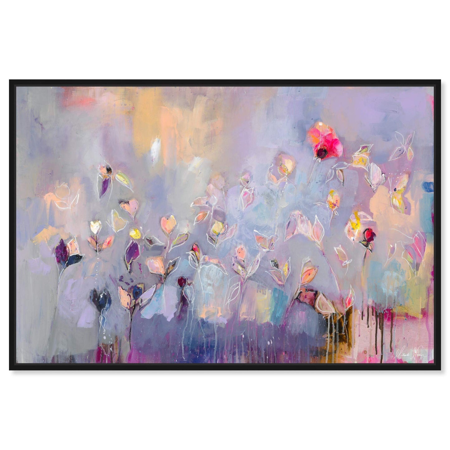 The Oliver Gal Artist Co. Abstract Framed Wall Art Canvas Prints 'Michaela Nessim-Infinitely Divine' Paint Home Décor, 15 in x 10 in, Purple, Pink