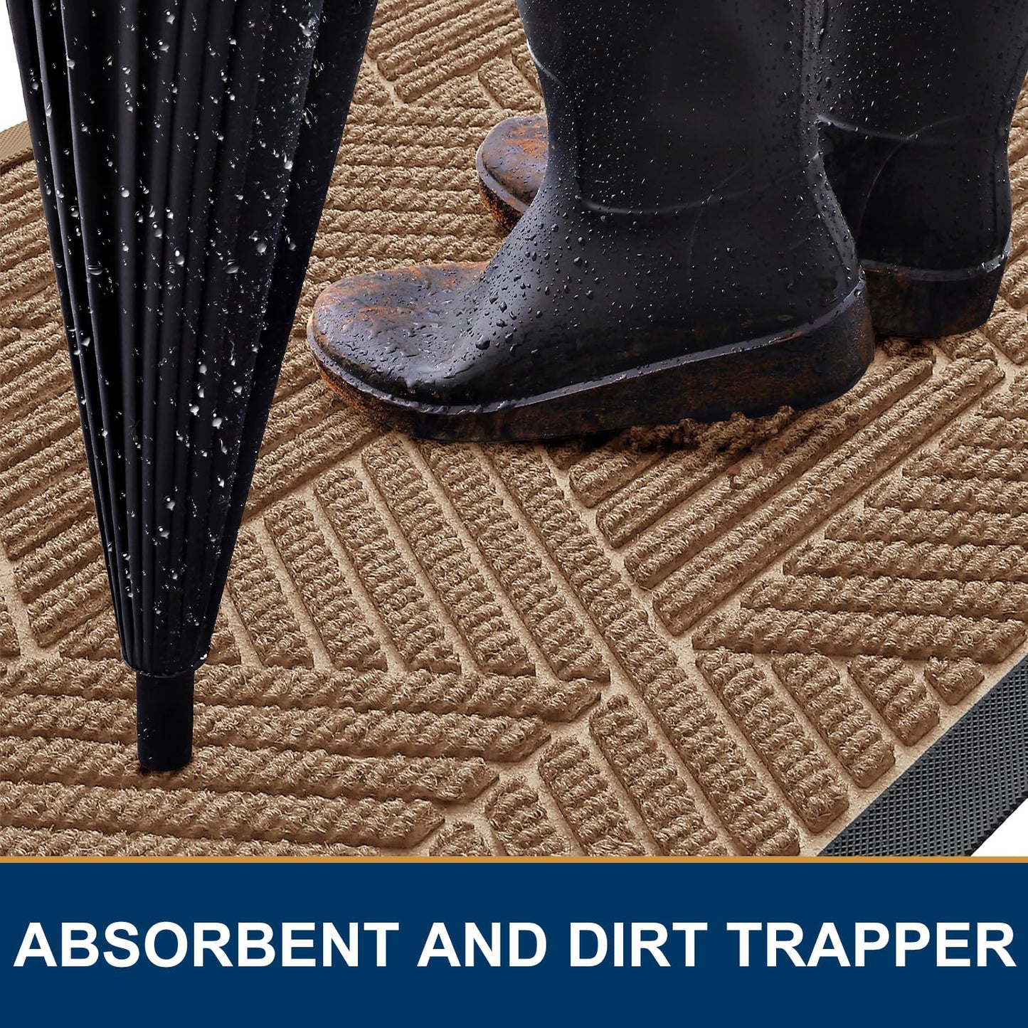Smiry Front Door Mat Outside Entrance, Heavy Duty Sturdy Natural Rubber Doormat, Trap Dirt and Moisture, Easy Clean Low Profile Welcome Floor Mats for Indoor Outdoor Entry, 35X23 Inch, Coffee