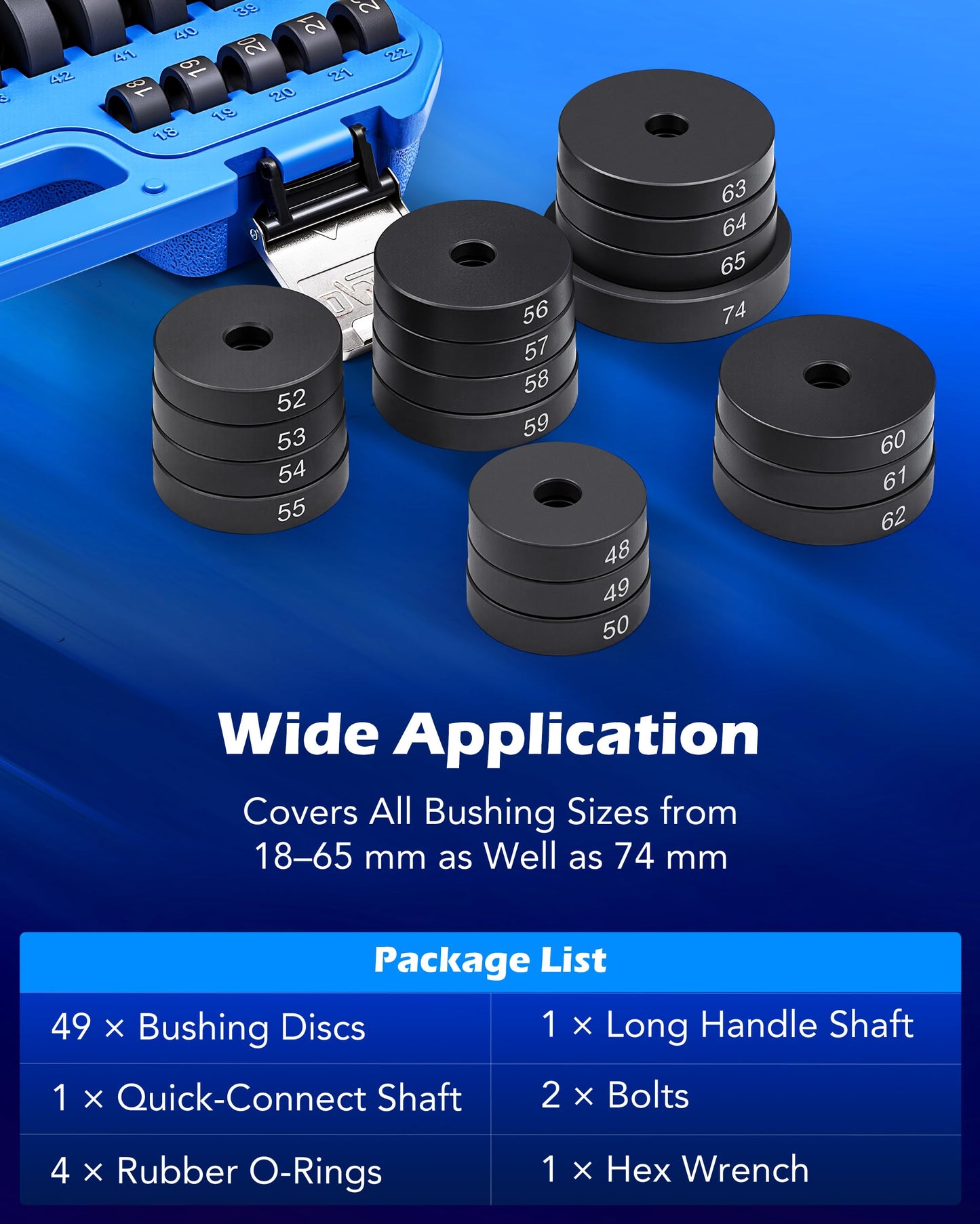 Orion Motor Tech 52-in-1 Custom Bushing Driver Tool Set and Transmission Wheel Axle Bearing Race Seal Installer Remover, Bush Removal Puller Bearing Press Tool Kit