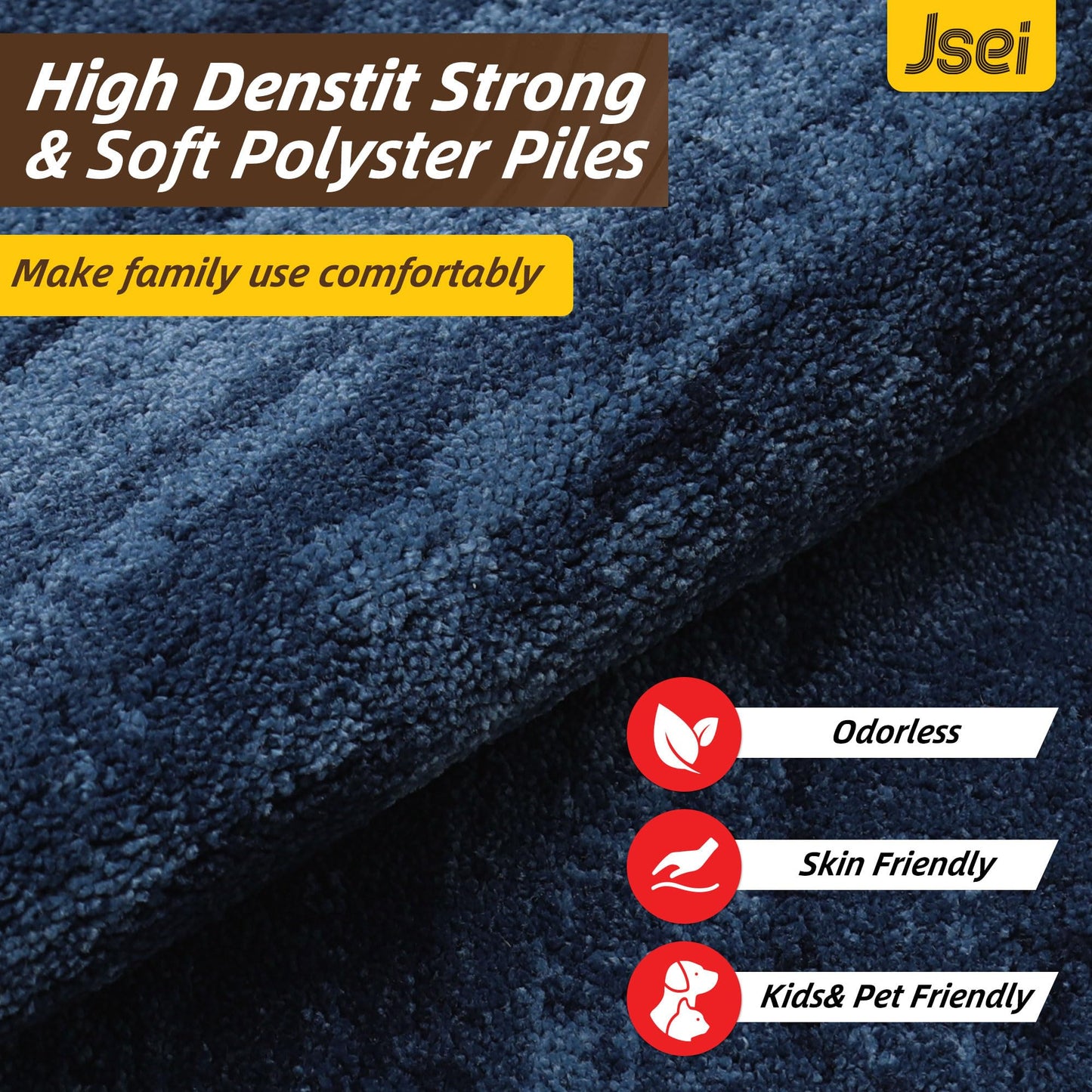 JSEI Dirt Trapper Door Mat 32"x48", Non-Slip Doormats Washable Entryway Mat, Welcome Floor Mat Absorbent Low Profile Dog Door Mats for Front Back Door, Wet Shoes & Paws, Blue
