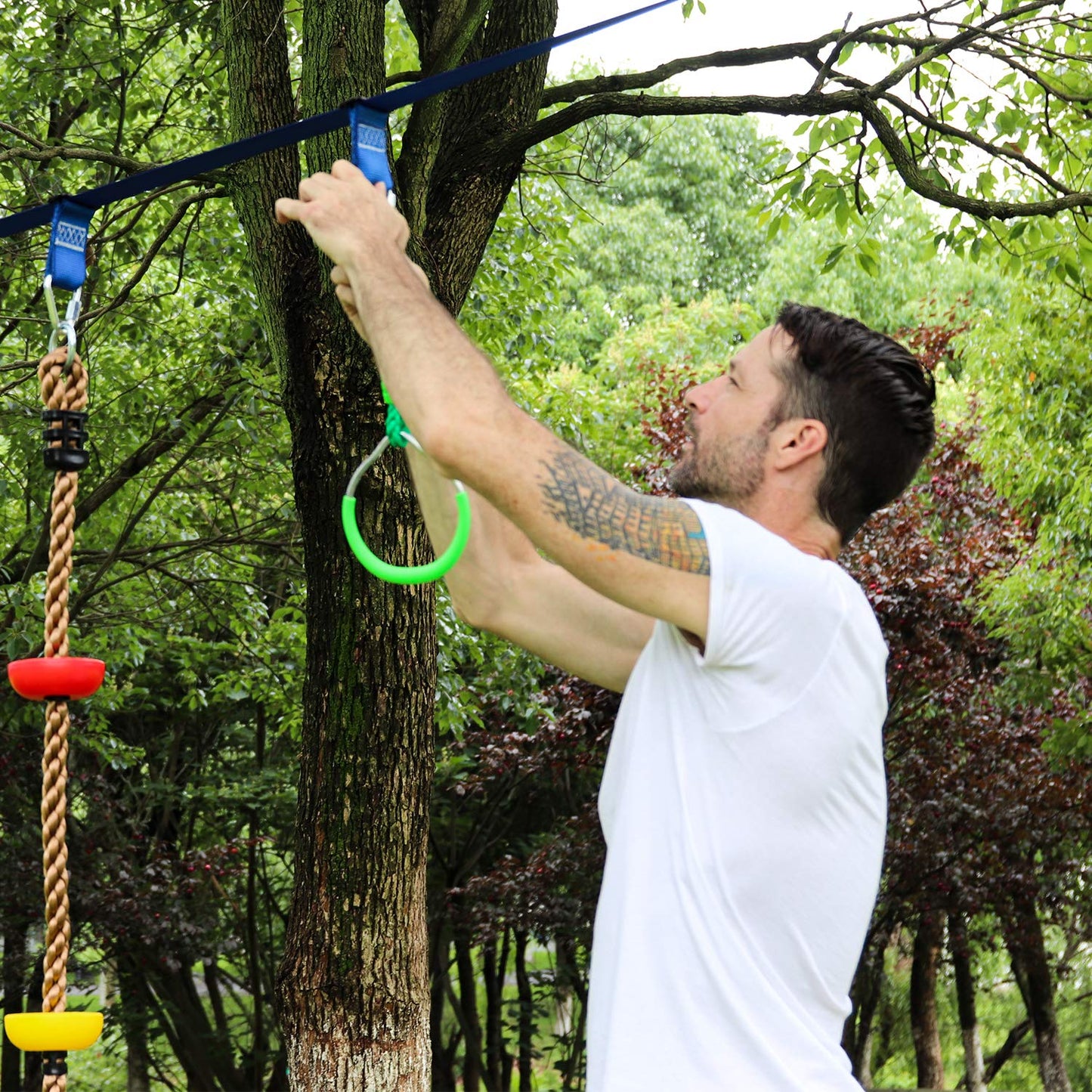 Rainbow Craft 7-Pack Colorful Ninja Rings - Gymnastic Ring, Swing Bar Ring, Monkey Rings for Backyard Ninja Warrior Obstacle Slackline Kits