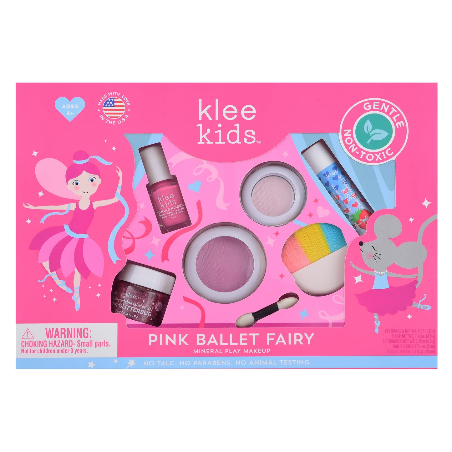Luna Star Naturals Klee Kids Deluxe Play Makeup Kit. Gentle and Non-Toxic. Made in USA. (Pink Ballet Fairy)