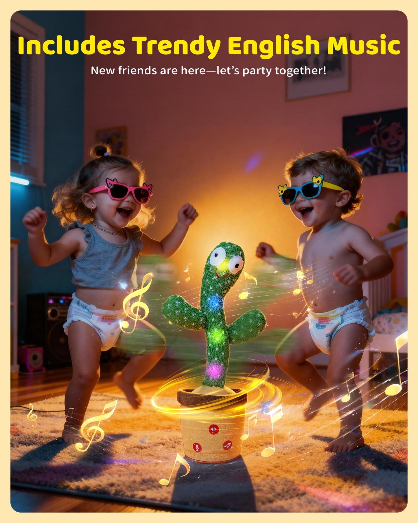 TWORIVER Talking Cactus Toy Dancing Talking Cactus Baby Toy