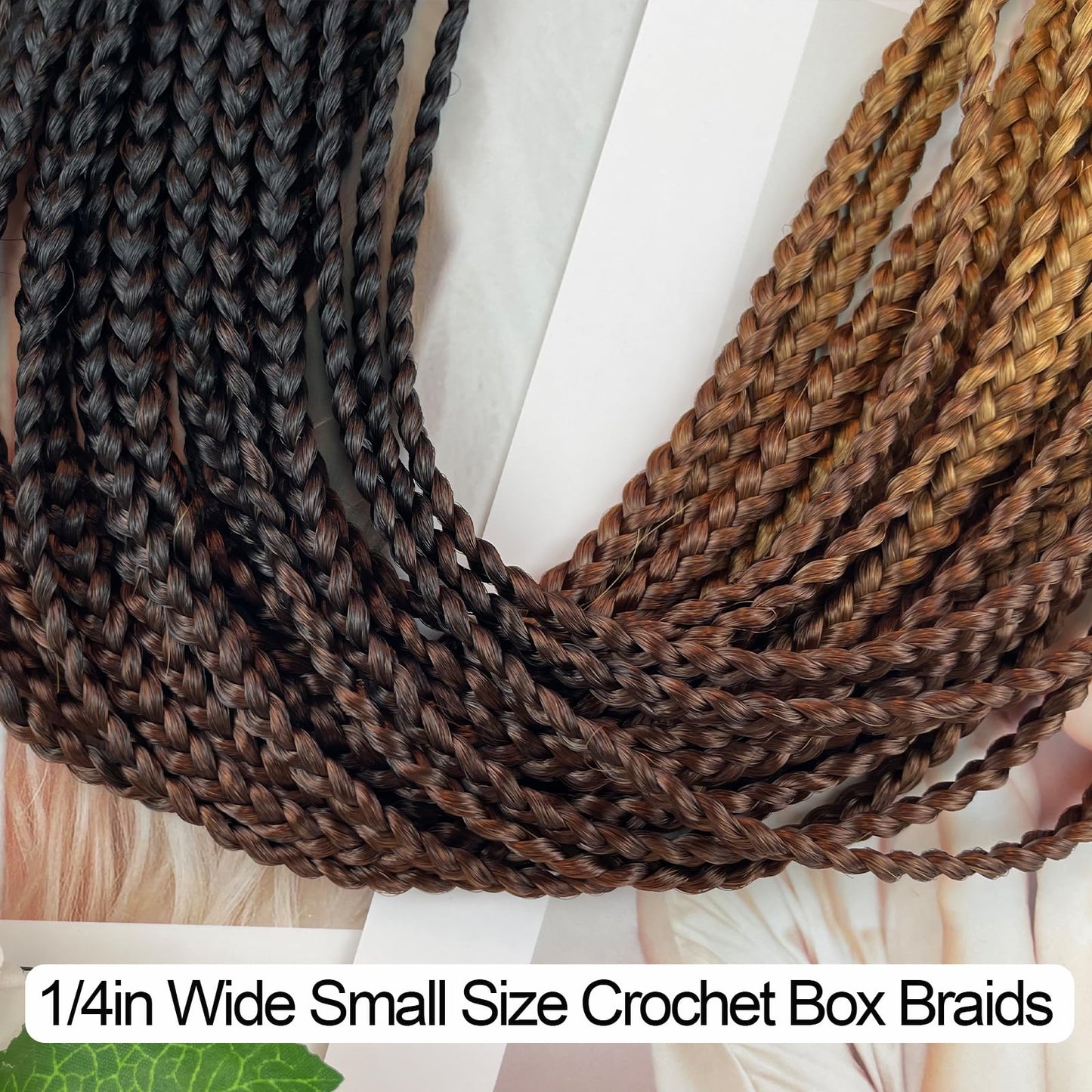 Small Crochet Box Braids 20 Inch 1B/30/27 Ombre Box Braids Crochet Hair Pre Looped Three Tone 1/4 Inch Wide Micro Crochet Braids Hair for Black Women (20 inch box braids 6 packs, T1B/30/27)