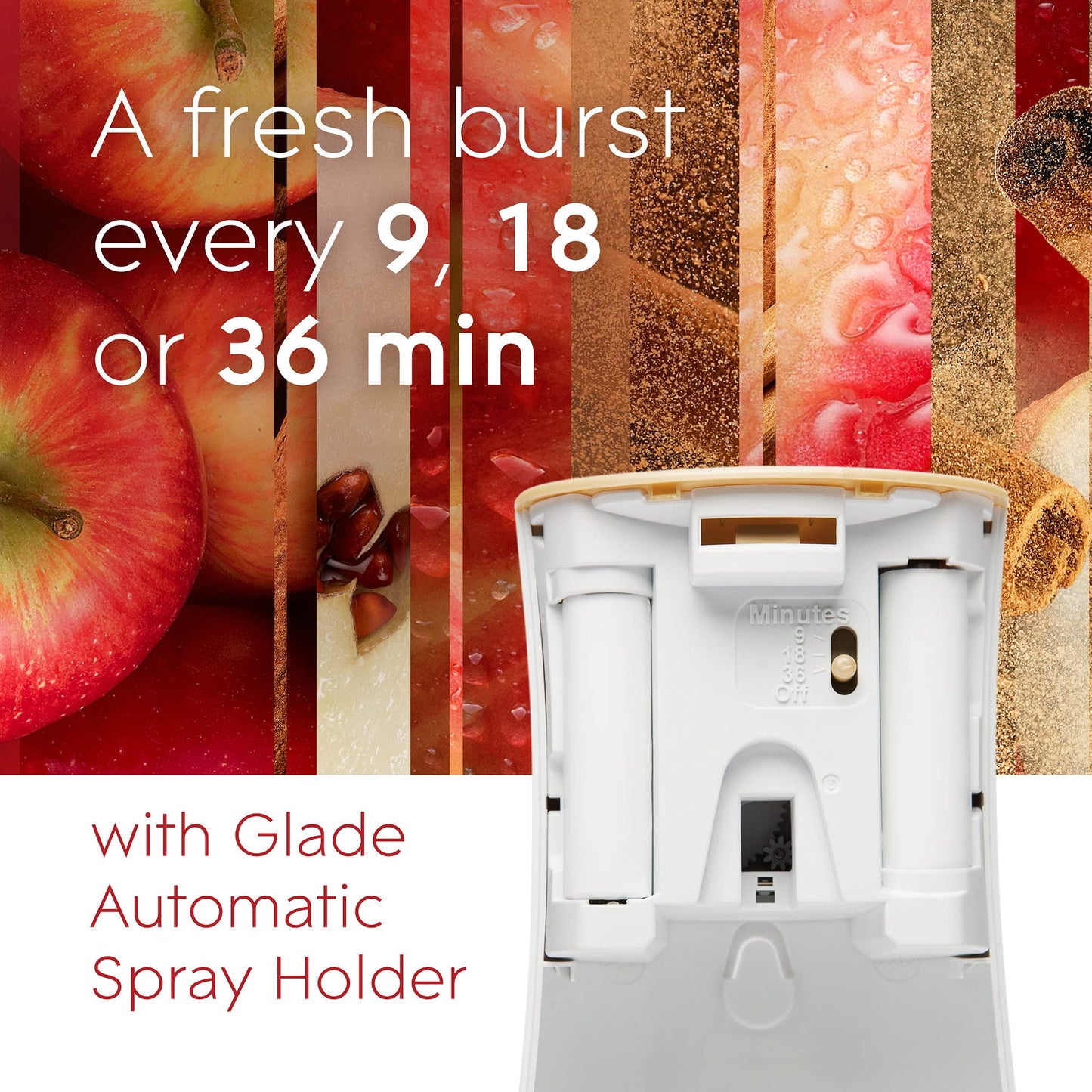 Glade Automatic Spray Refill, Apple Cinnamon, Scented Air Freshener for Home and Bathroom, 6.2 Oz, 6 Count