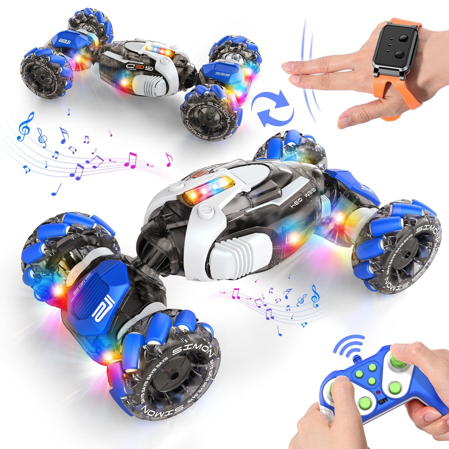 Nicella Gesture Sensing RC Stunt Car, 360° Rotating 4WD Remote Control Transform Hand Controlled Car - Fun Toys for 6 7 8 9 10 11 12 13 Year Old Boys Girls Birthday Gifts