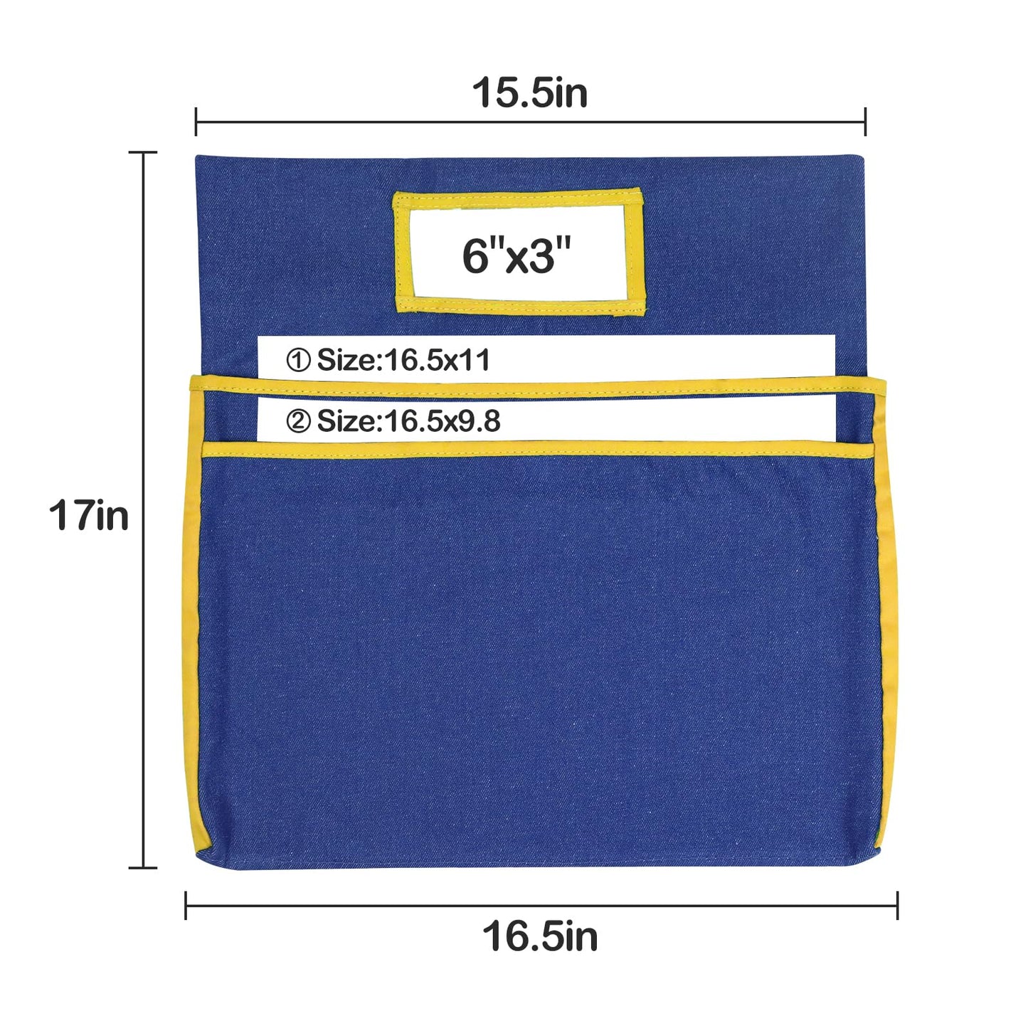 16PCS Chairback Buddy Pockets Chart with 2 Heavy Duty Storage Pocket,School Supplies Chair Back,Standard Denim Storage Organizer for Classroom Chair(Yellow)