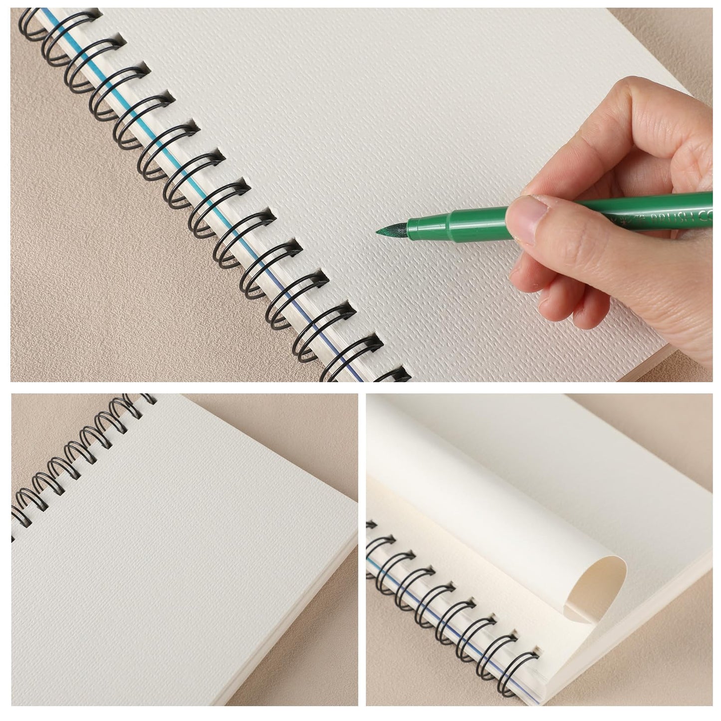 Jetec 12 Pcs 5.5 x 8.5 Inch Watercolor Paper Pad 140lb 300gsm Watercolor Pads Acid Free Paper 30 Sheets Each Spiral Bound for Painting Pencil Ink Charcoal Pastel Acrylic Wet Dry Media Artist Students