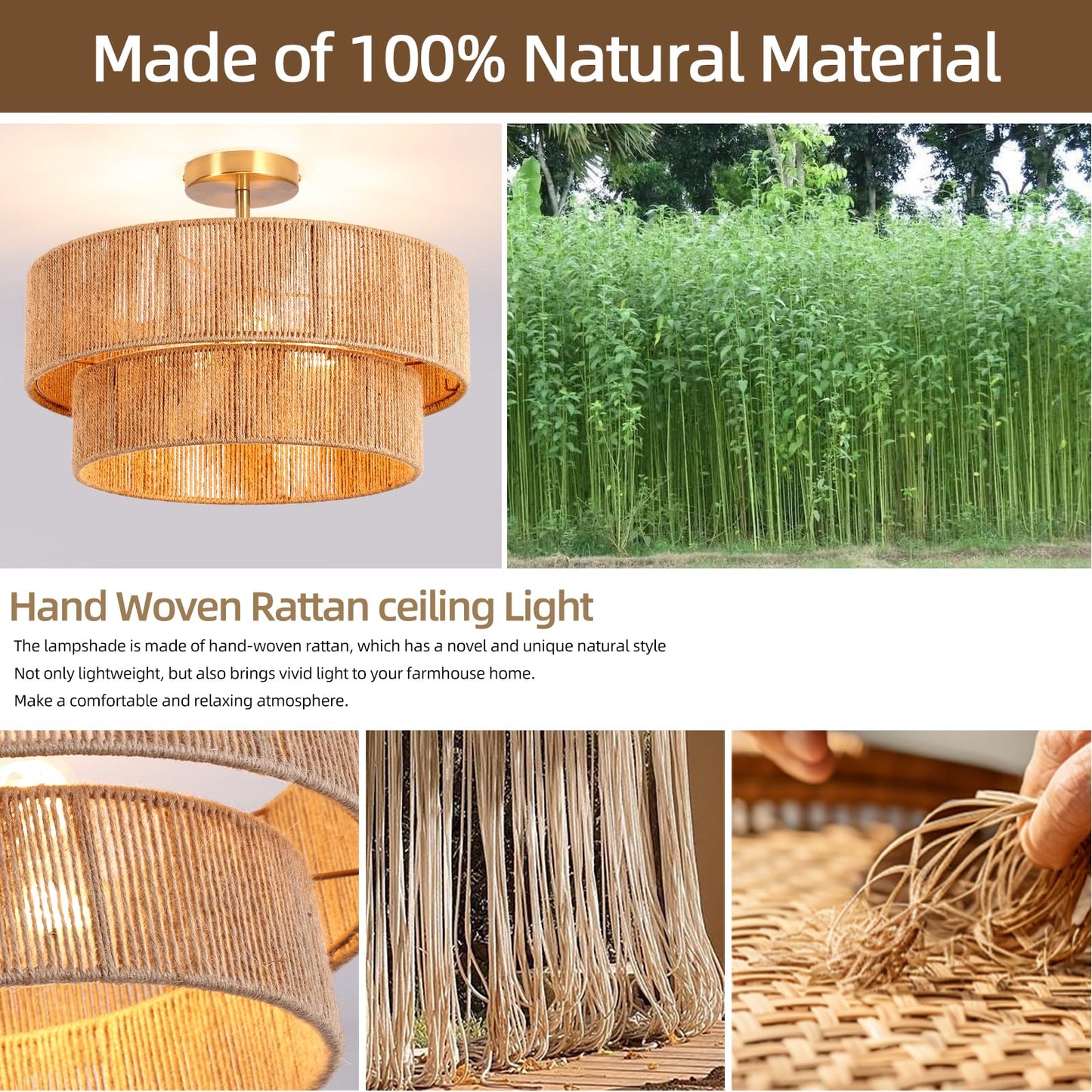 Lornwick Hemp Rope (18 inch, Ceiling Light)