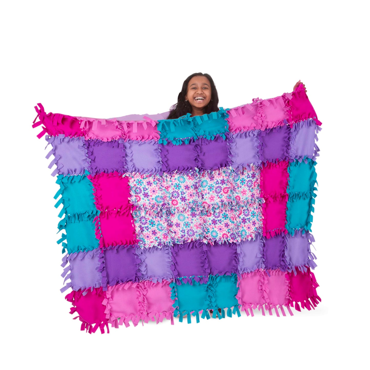 Melissa & Doug Created by Me! Flower Fleece Quilt, Arts & Crafts, No-Sew Fleece Quilt, High-Quality Soft Material, 48-Pieces