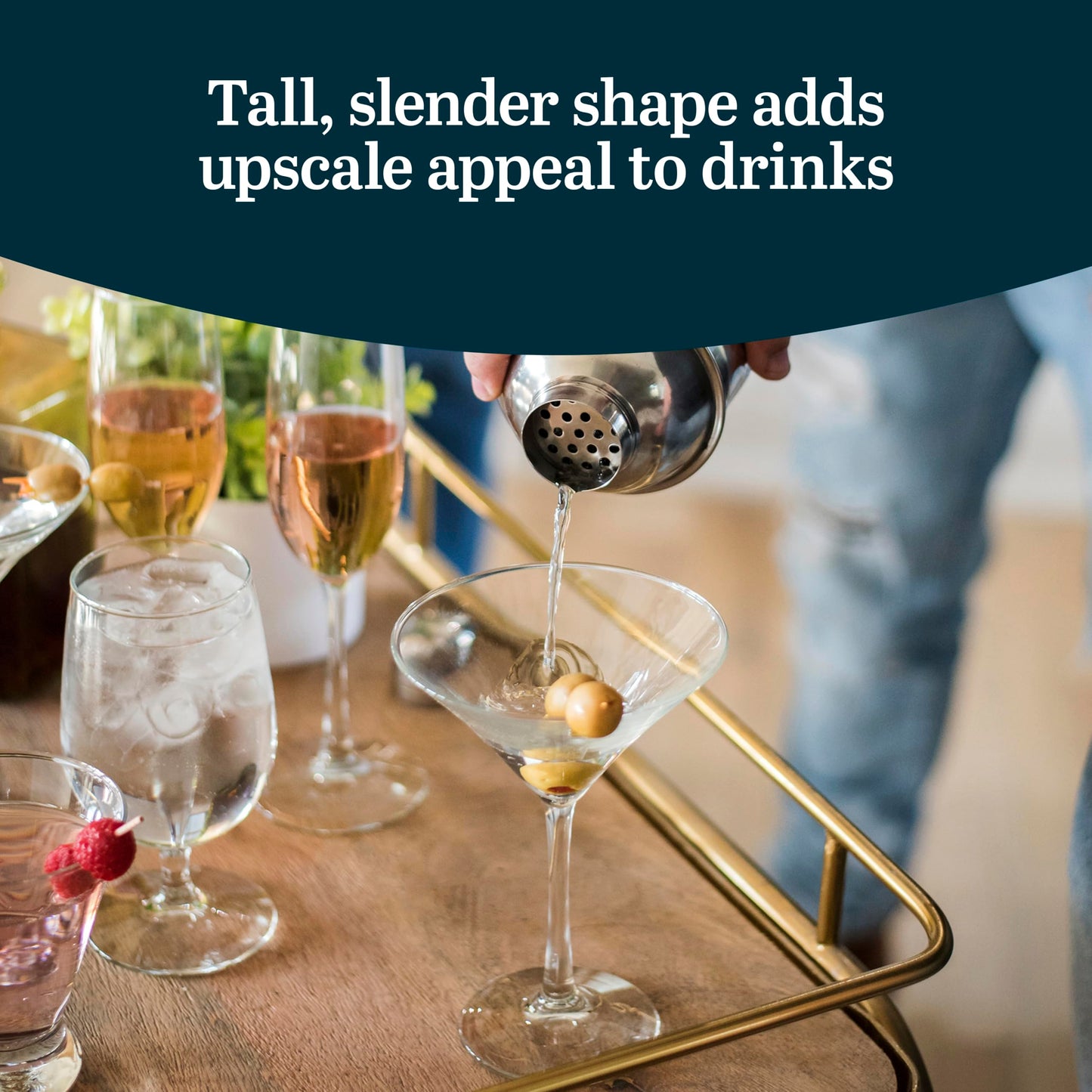 Libbey Entertaining Essentials Martini Glasses Set of 6, Tall, Slender, Triangular-Shaped Cocktail Glasses, Classic Martini Set for Wines, Cocktails