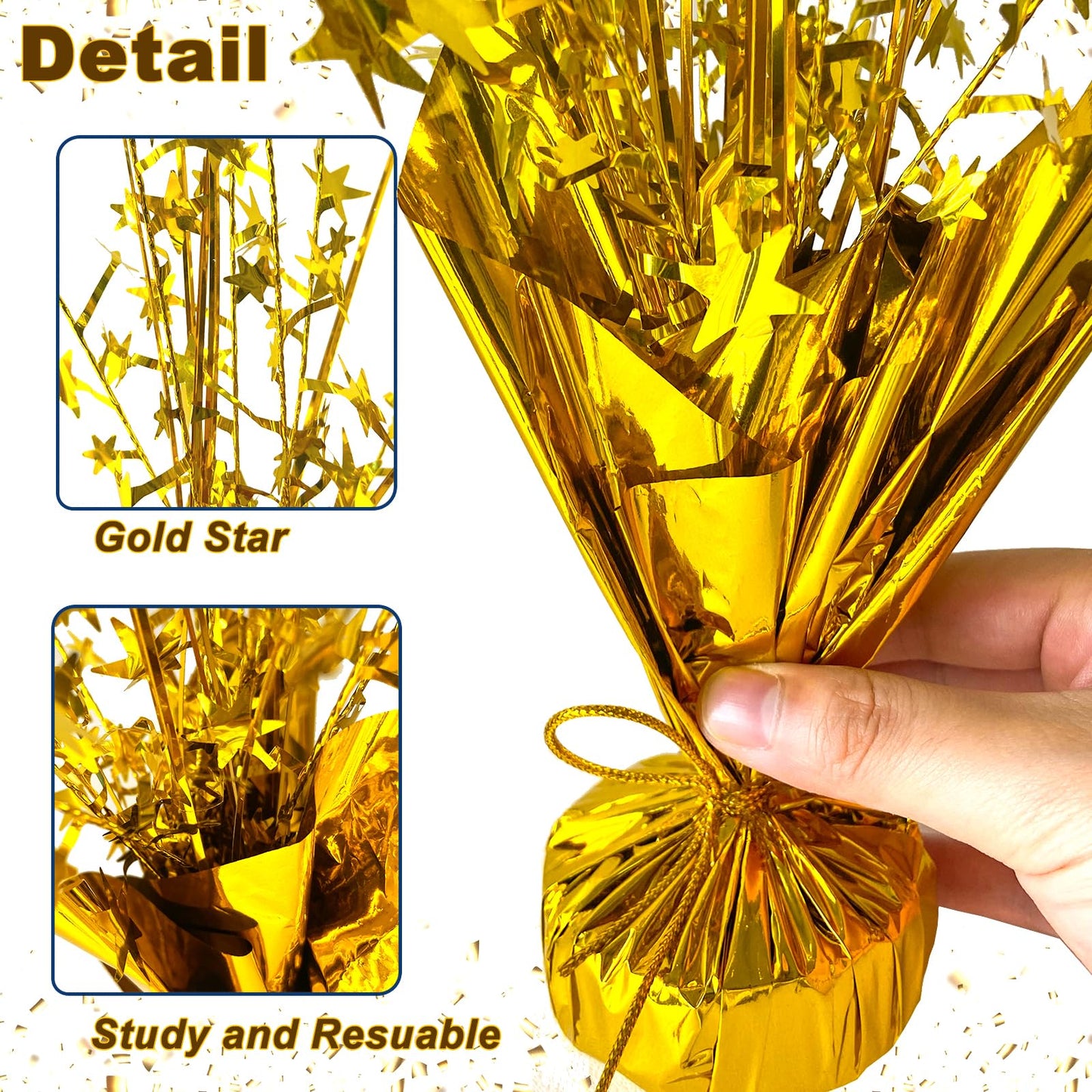 FUBININA 12 Pack Metallic Foil Spray Centerpiece Star Table Decoration Burst Table Centerpieces for Birthday Wedding Anniversary Graduation Holiday Party Supplies Decor, Gold